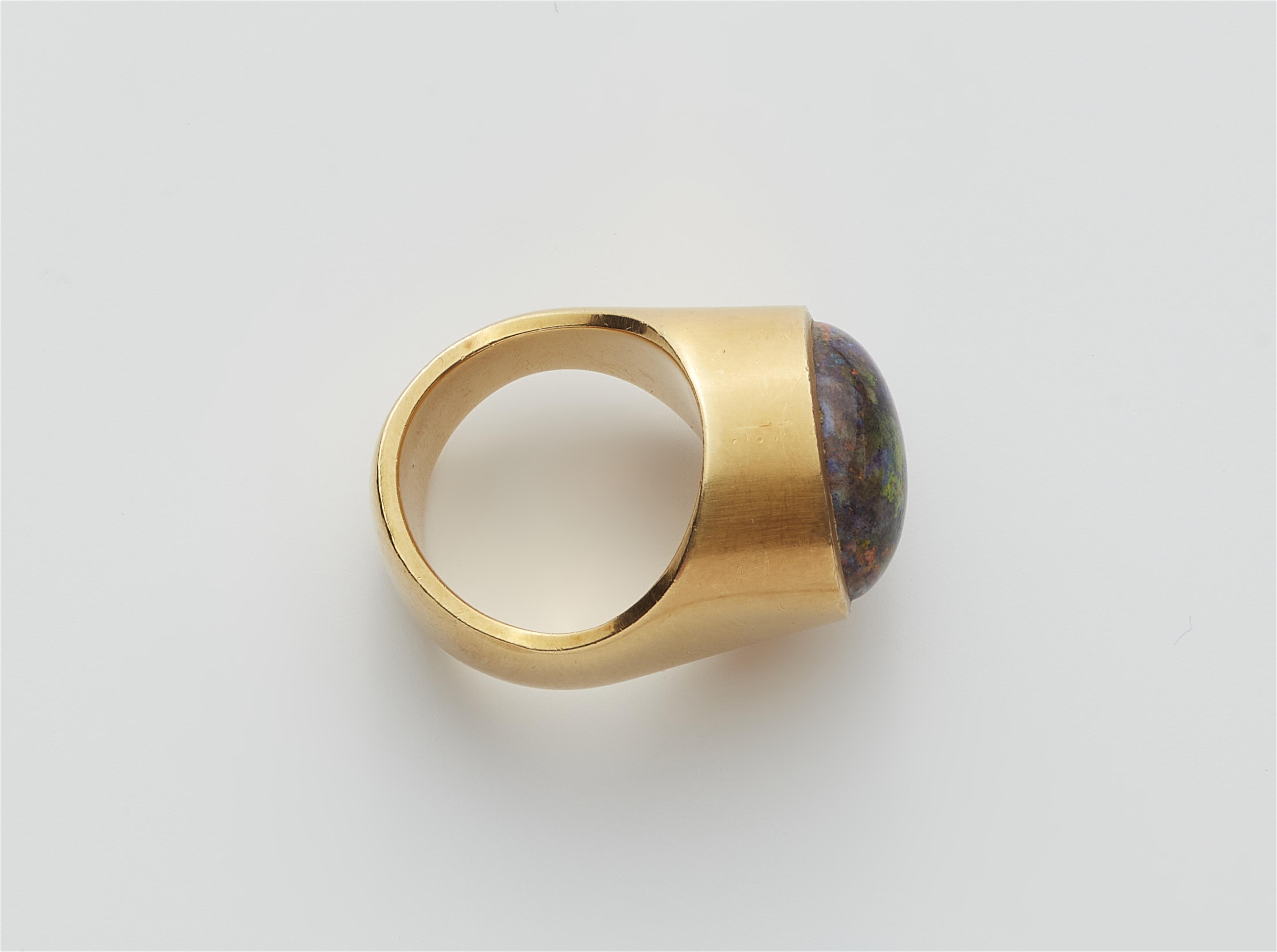 A German 18k gold and Andamoca opal ring. - image-2