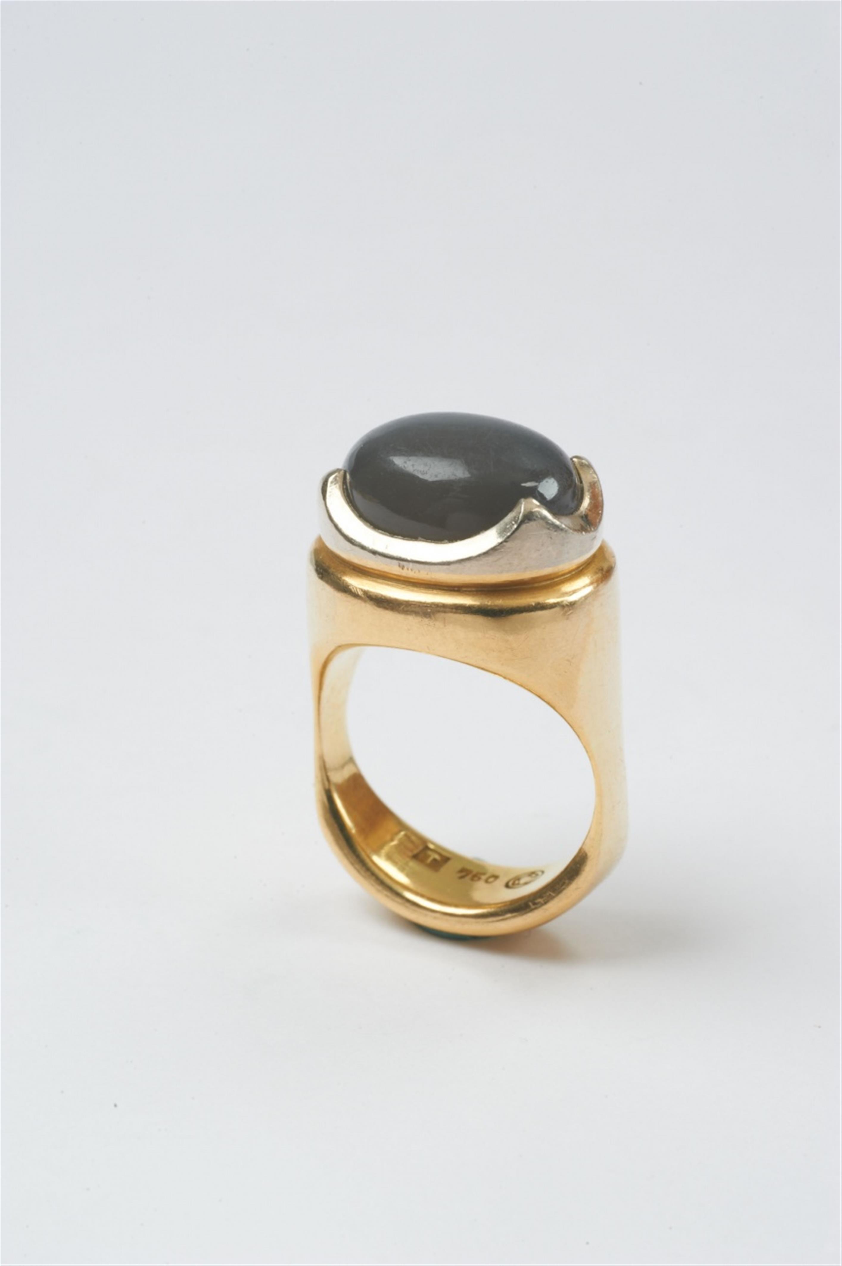 An 18k gold and grey moonstone ring by Wilhelm Nagel, Cologne - image-2