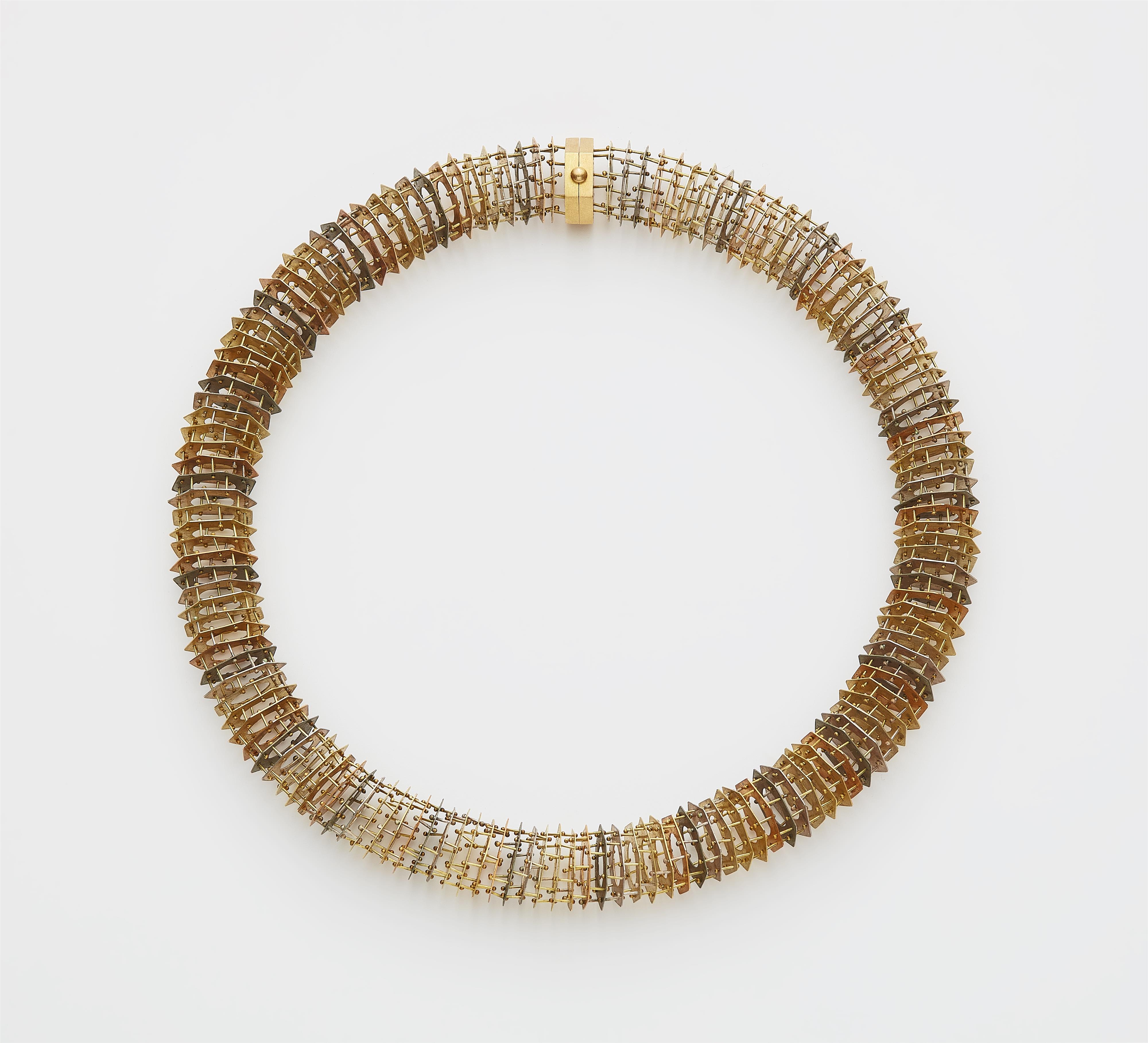 An Italian one of a kind multicolour gold and alpacca tube necklace "Catena Ciclica" - image-1