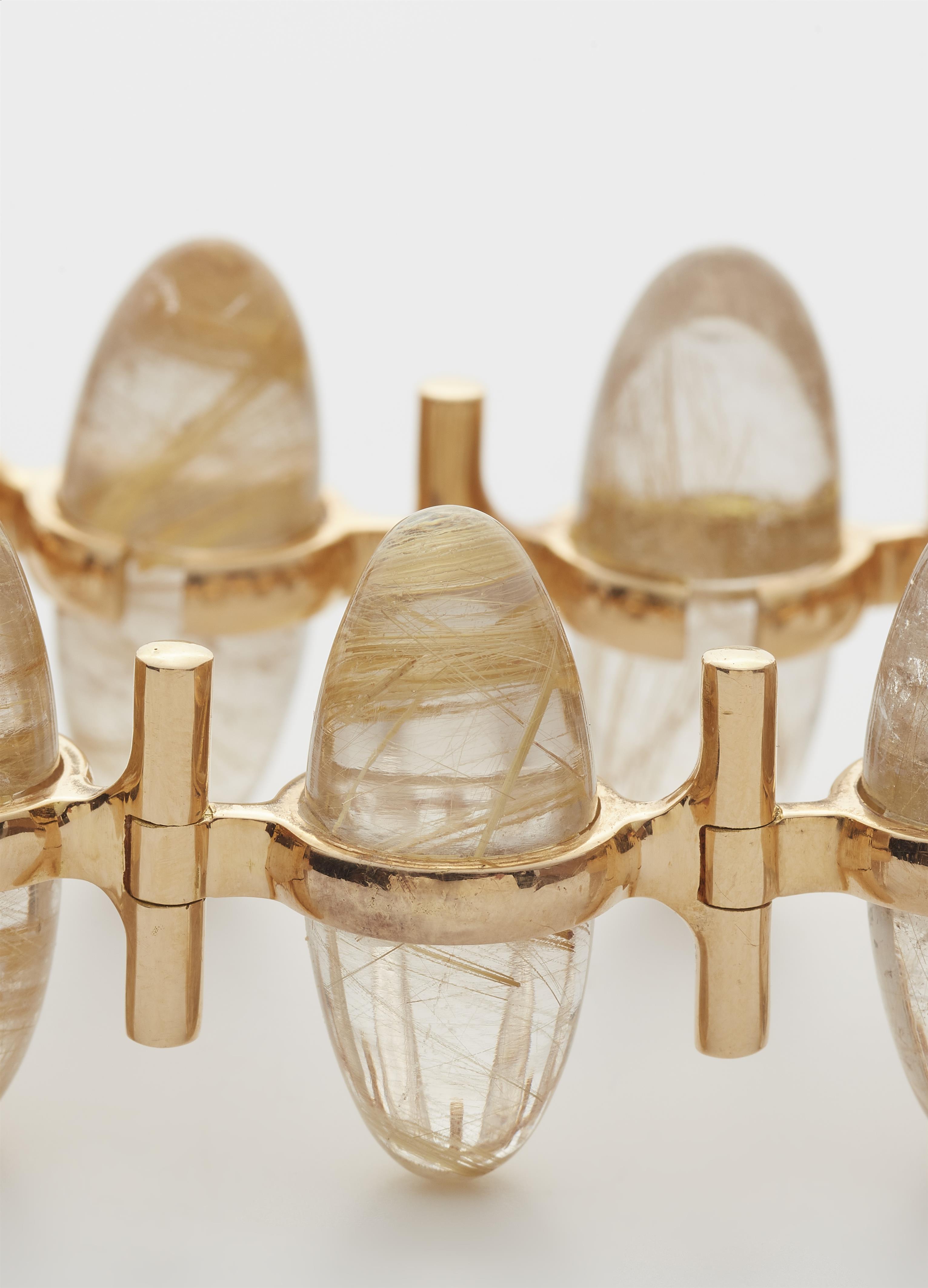 A German 18k gold and rutile quartz designer bracelet. - image-2