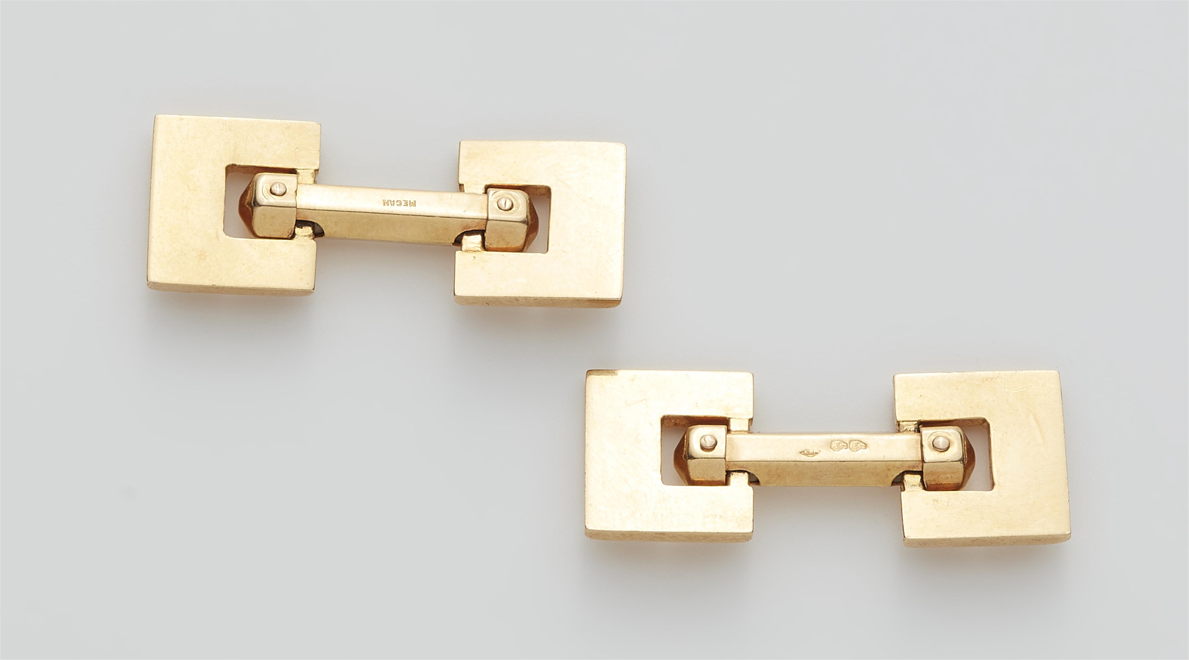 A pair of French 18k gold stirrup cufflinks. - image-2