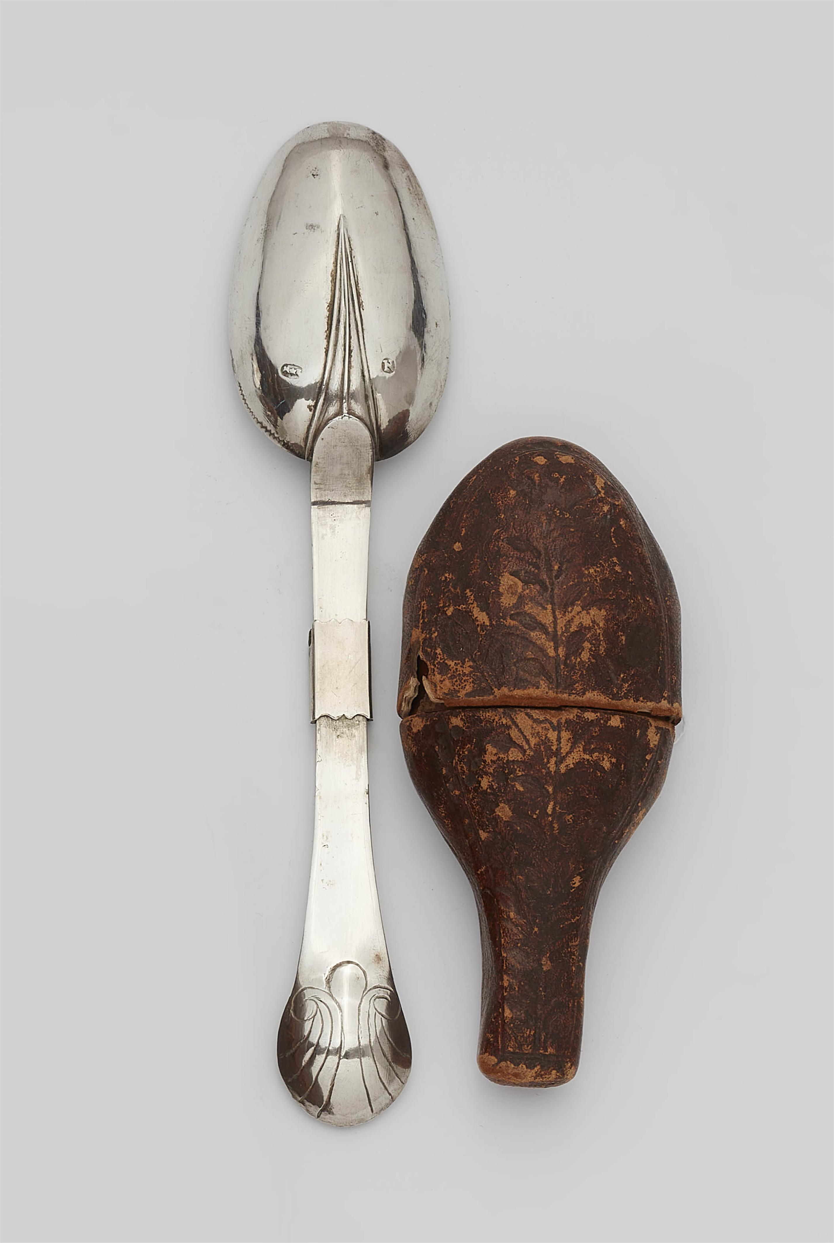 A Nuremberg silver folding spoon in a case - image-1