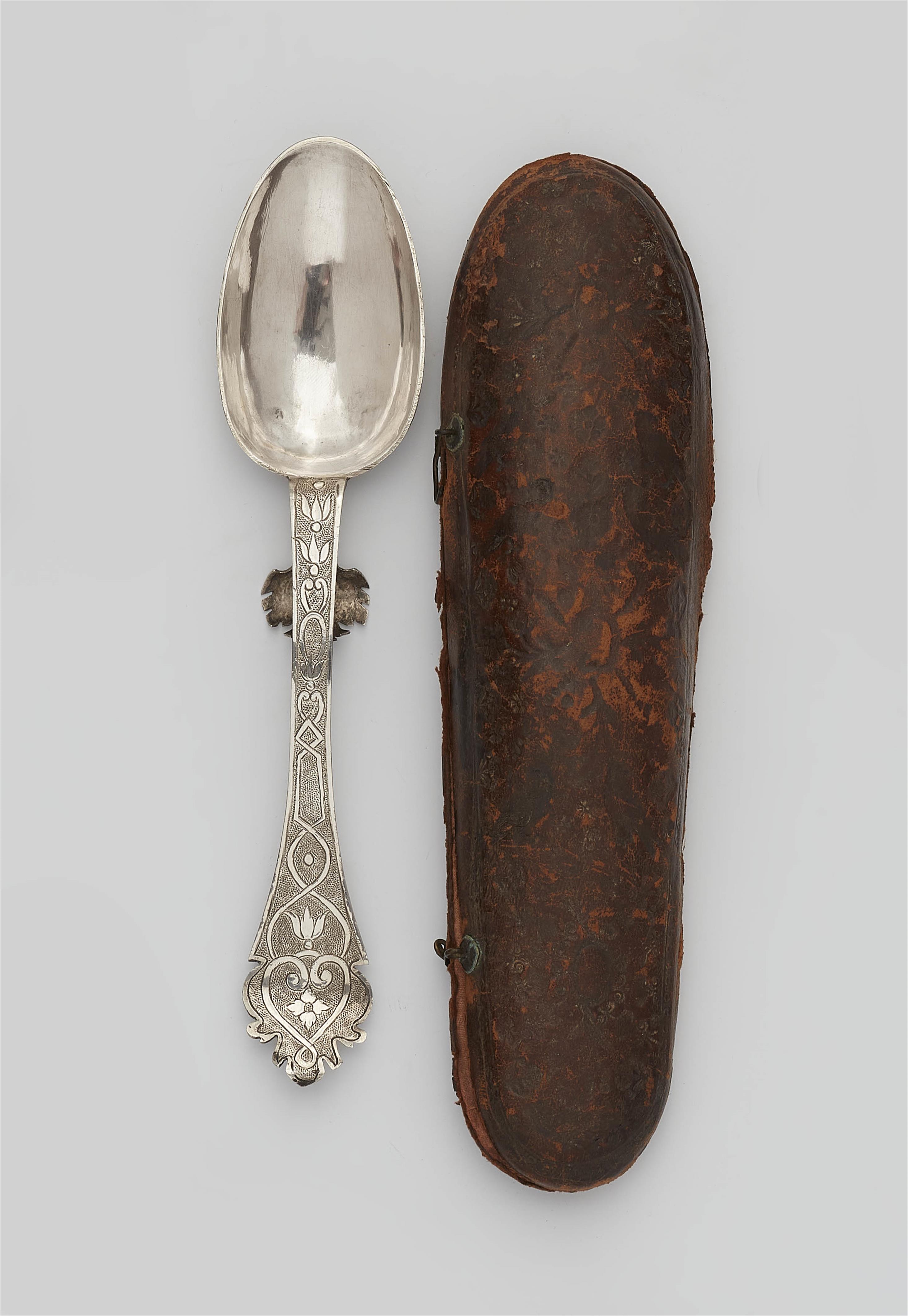 A Nuremberg silver spoon in a fitted case - image-1