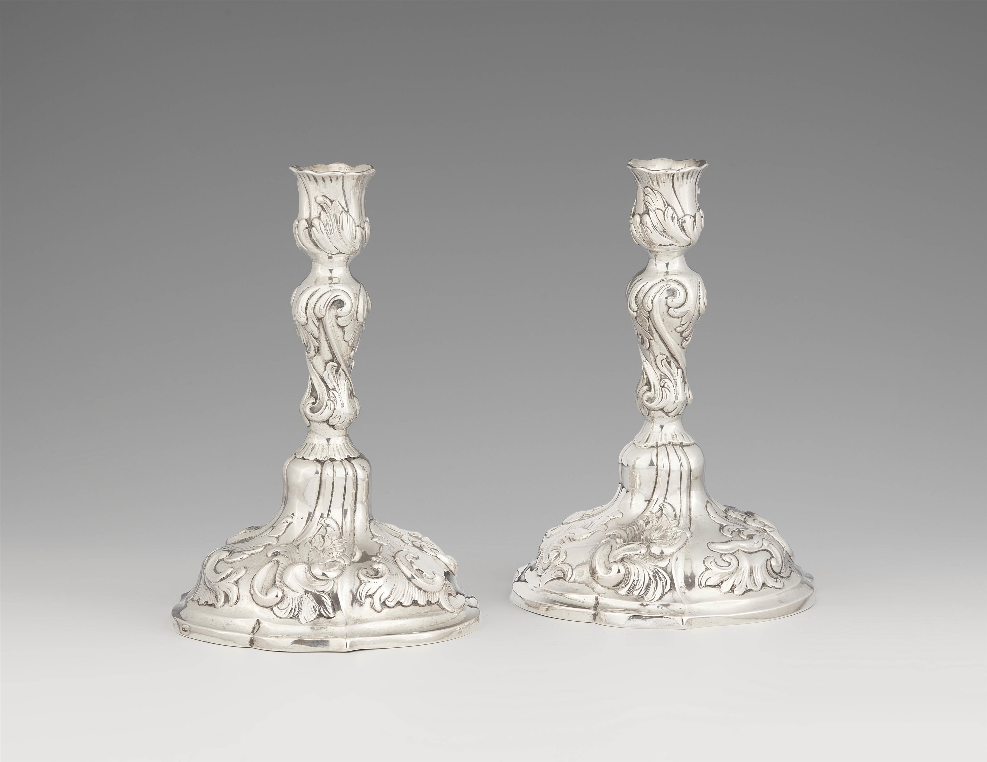 A pair of Magdeburg Rococo silver candlesticks - image-1