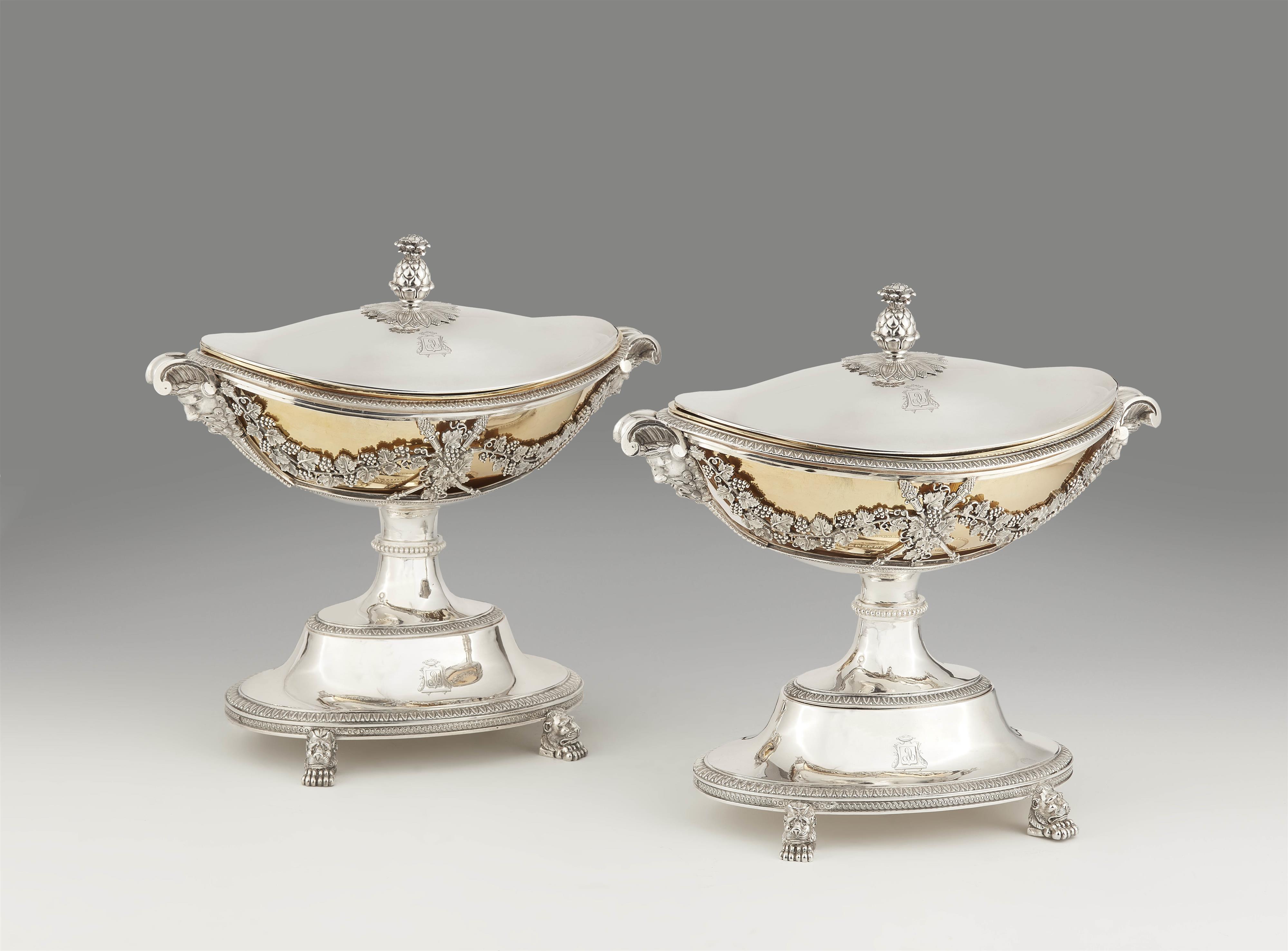 A pair of parcel gilt Parisian tureens - image-1