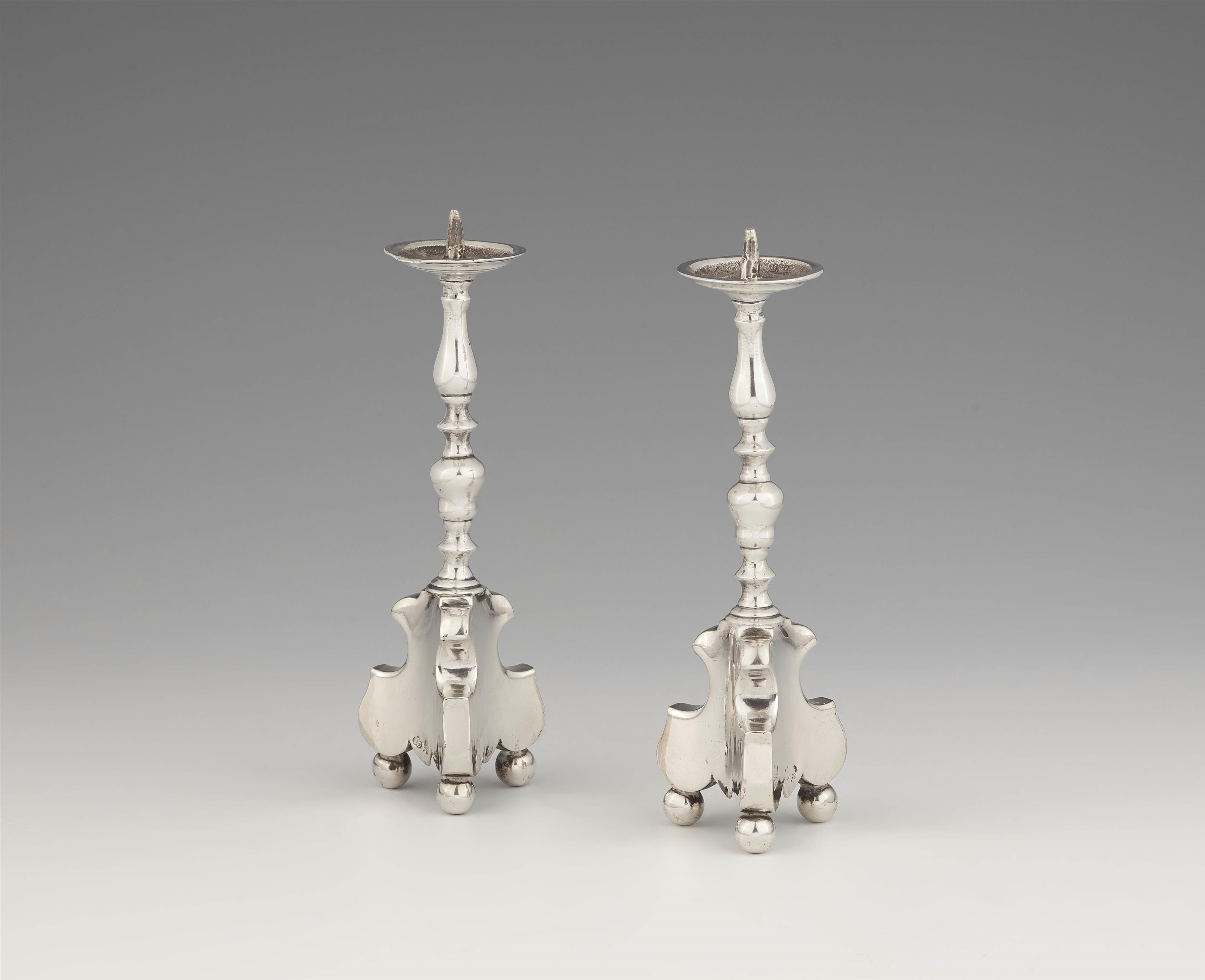 A pair of miniature Augsburg silver altar candlesticks - image-1