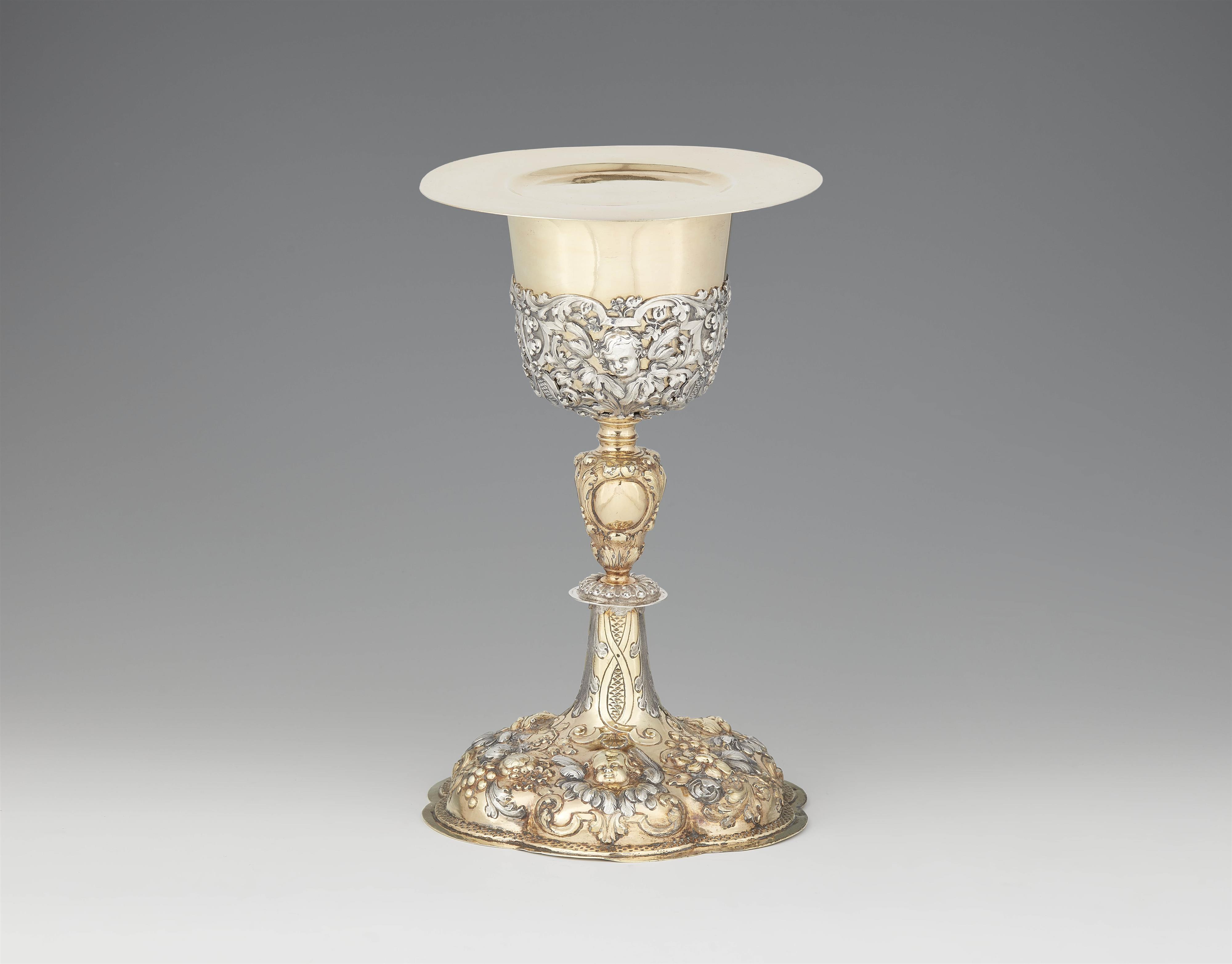 A Passau partial gilt silver communion chalice and patene - image-1