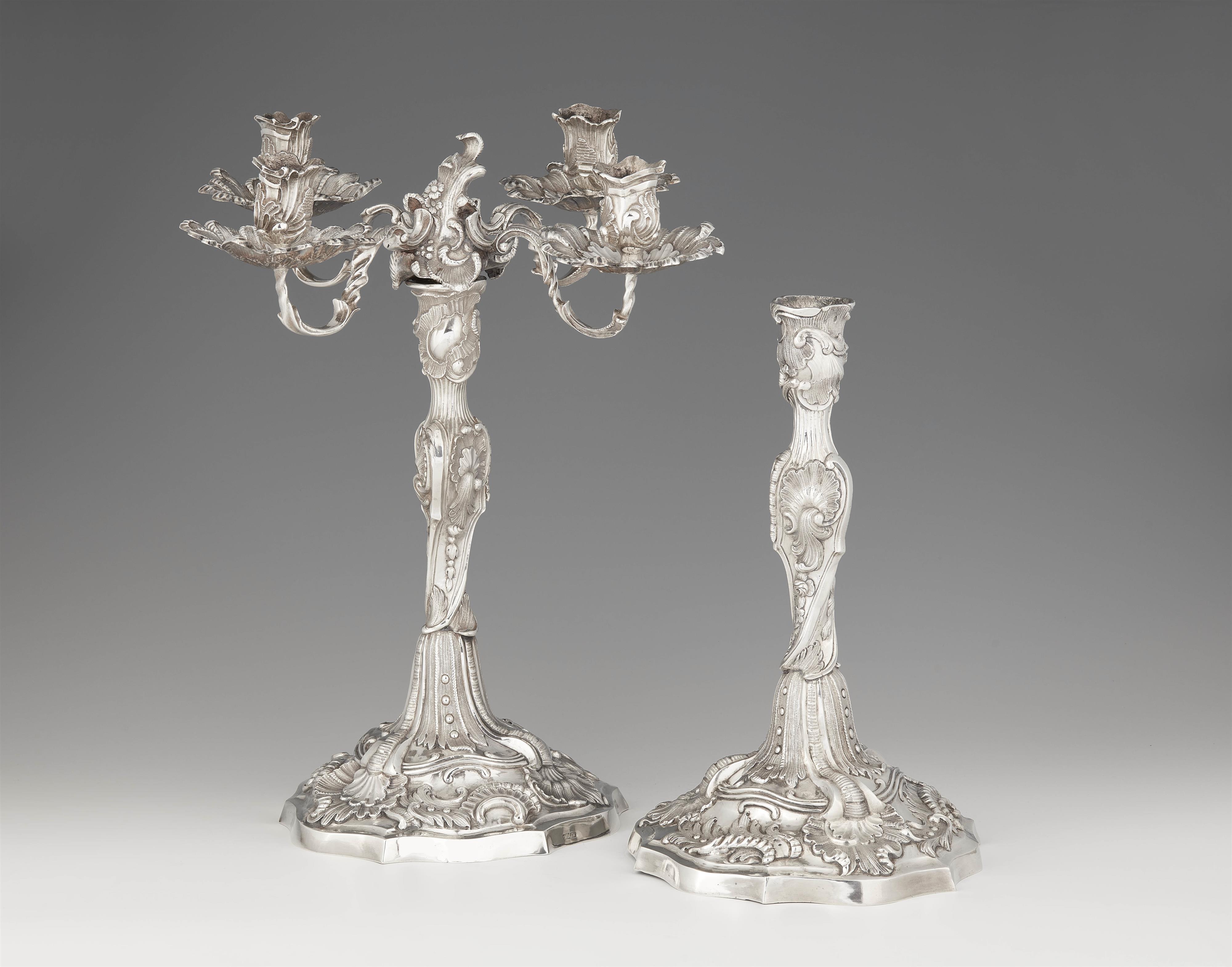 A pair of Frankfurt Rococo Revival silver candlesticks - image-1