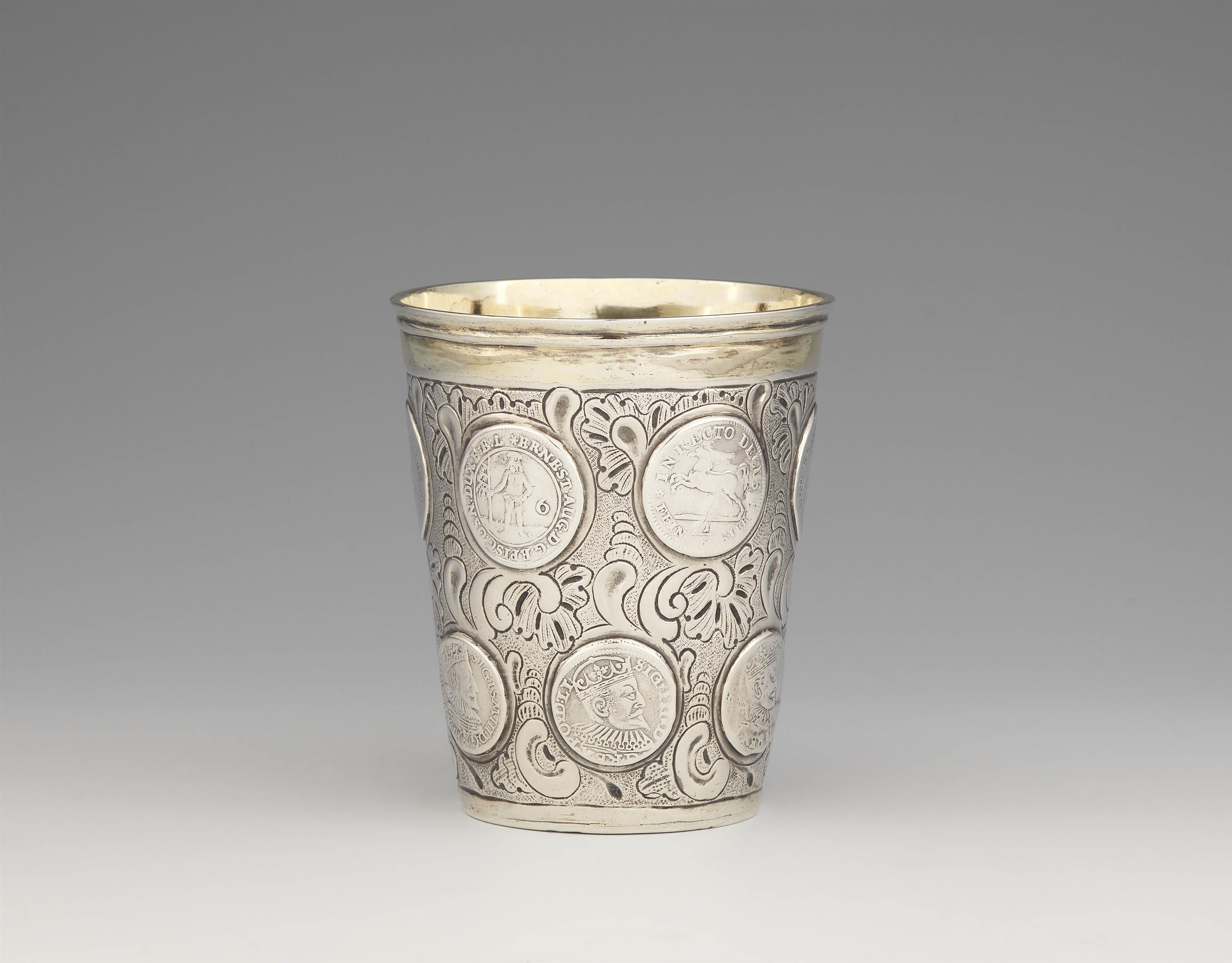 A parcel gilt Königsberg silver coin-set beaker - image-1