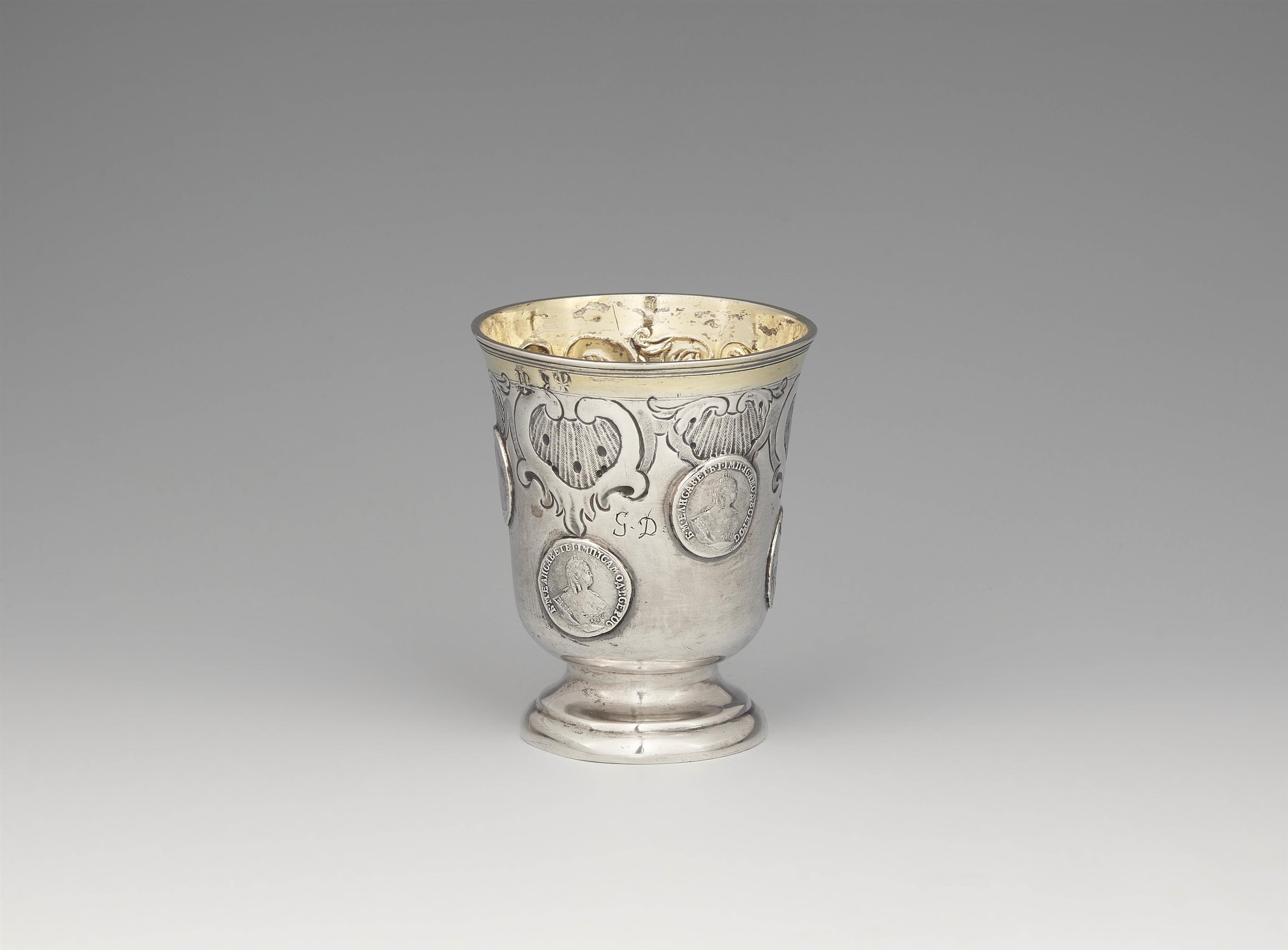 A Tilsit parcel gilt silver coin-set beaker - image-1