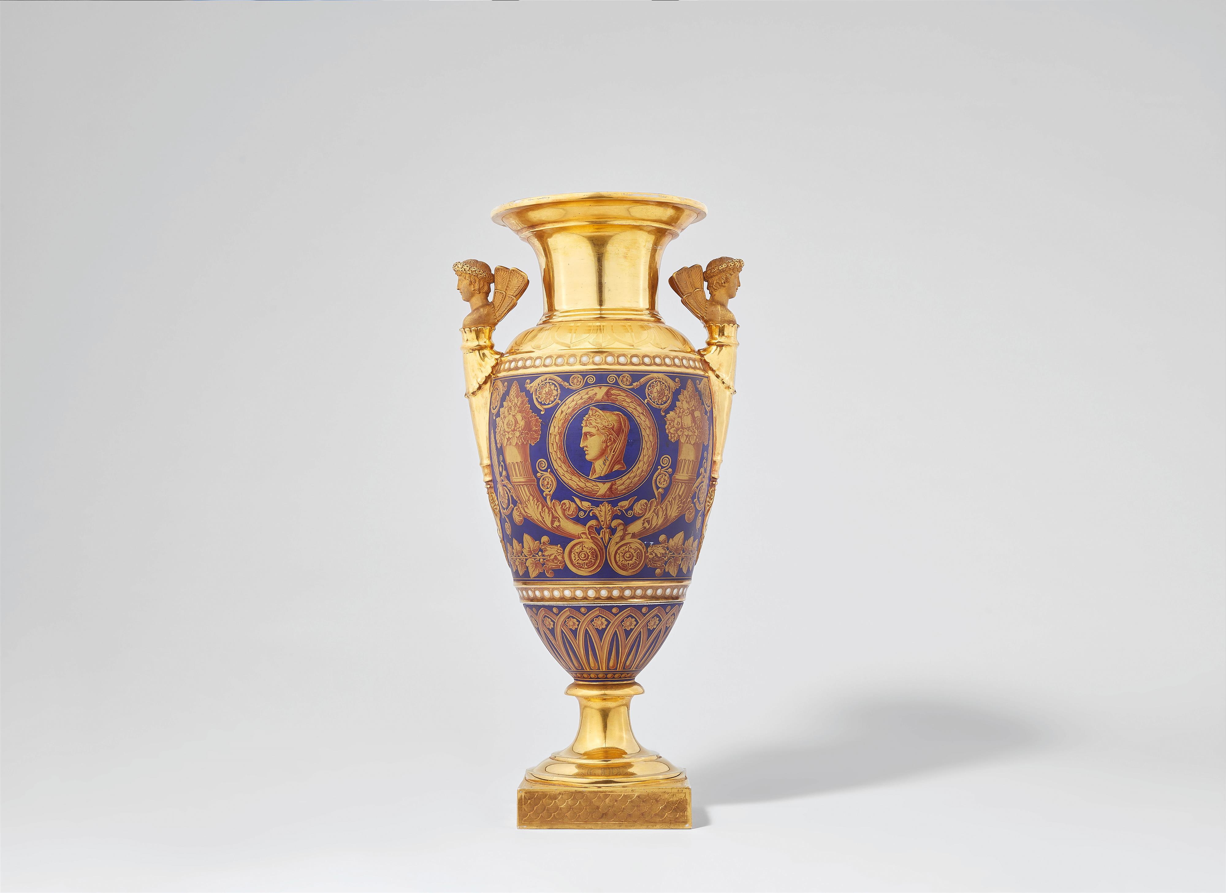 A Parisian porcelain amphora vase with herm handles - image-2