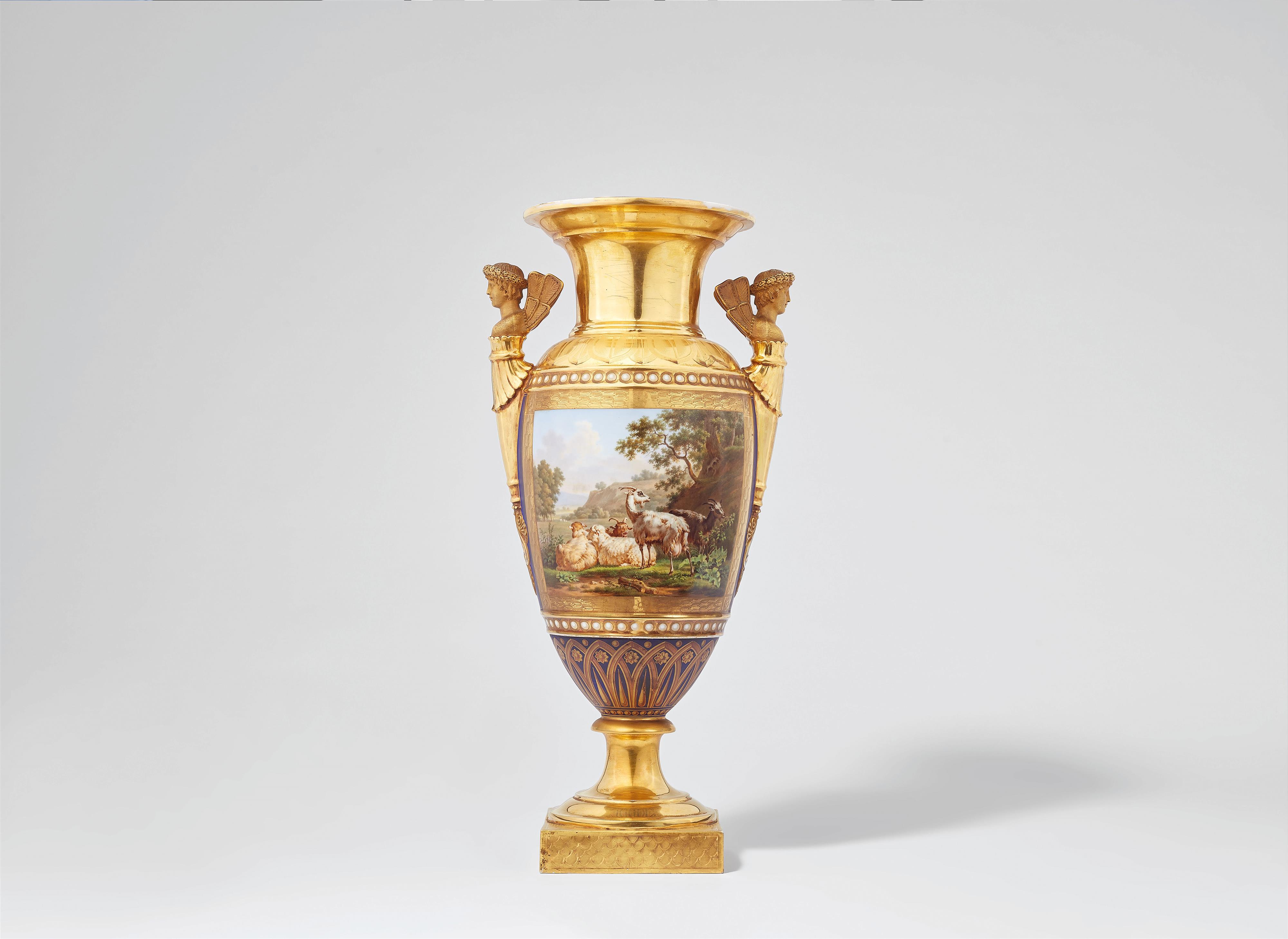 A Parisian porcelain amphora vase with herm handles - image-1