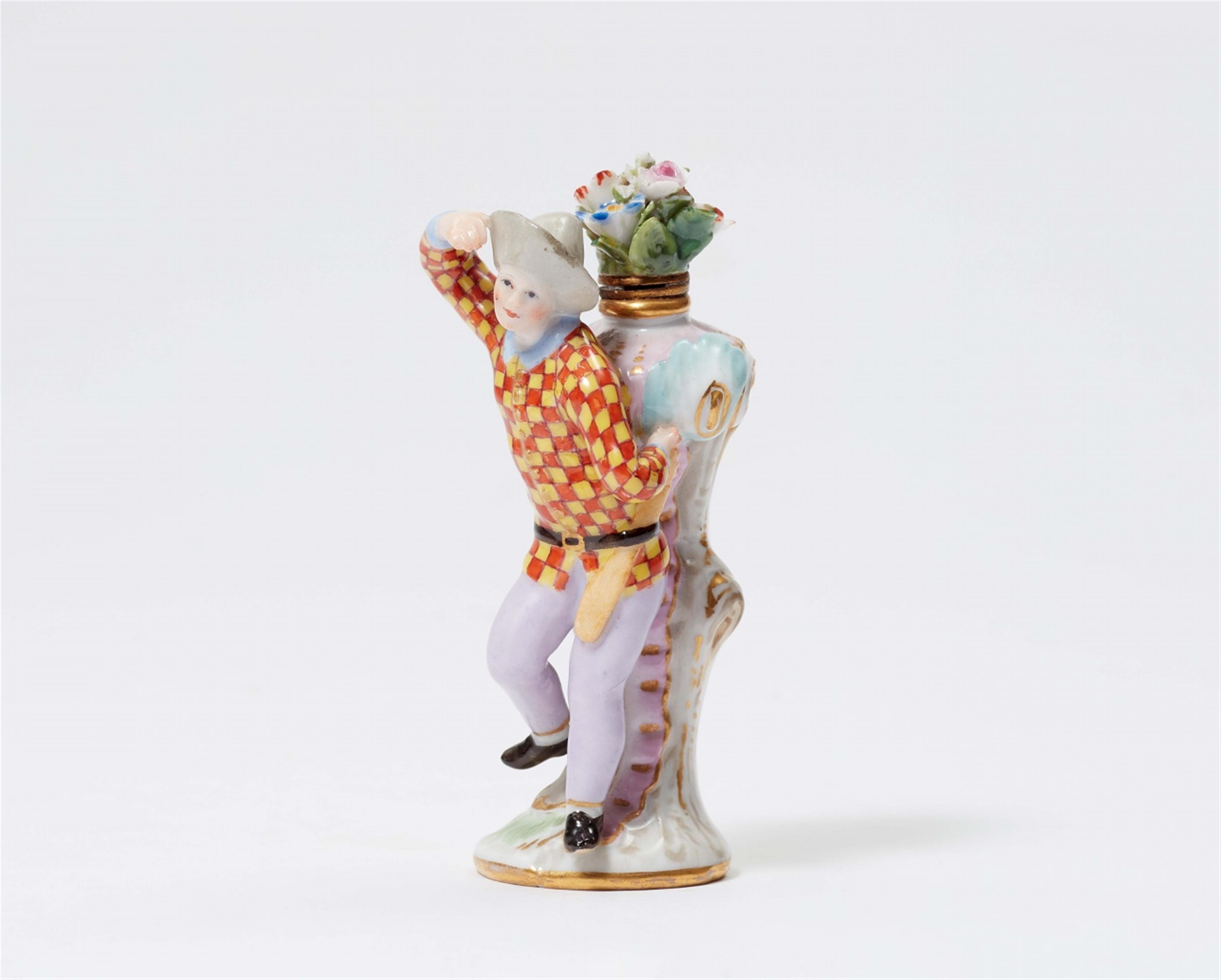 A Meissen porcelain bottle formed as Harlequin - image-1