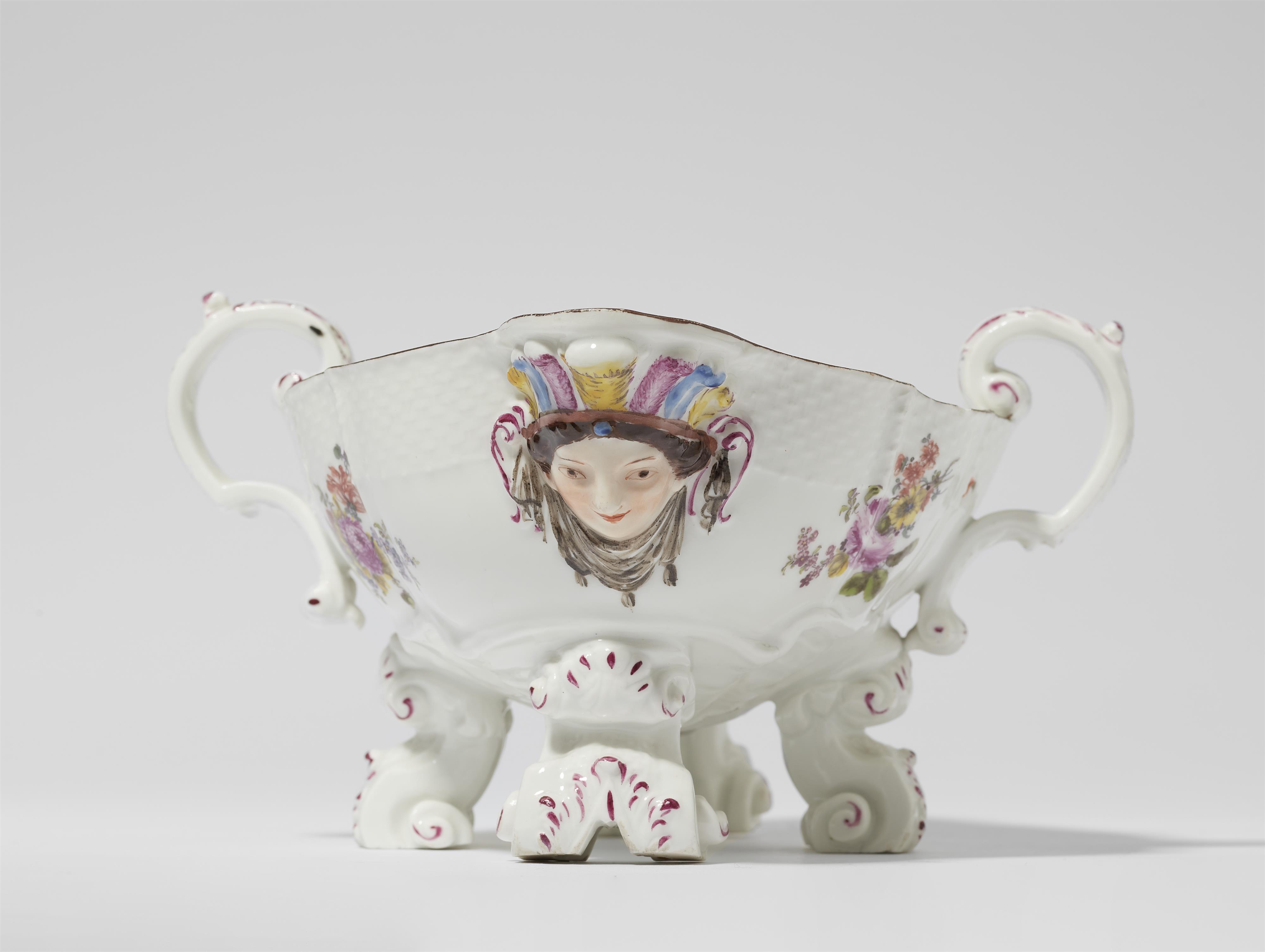 A Meissen porcelain sauce boat with mascarons - image-3