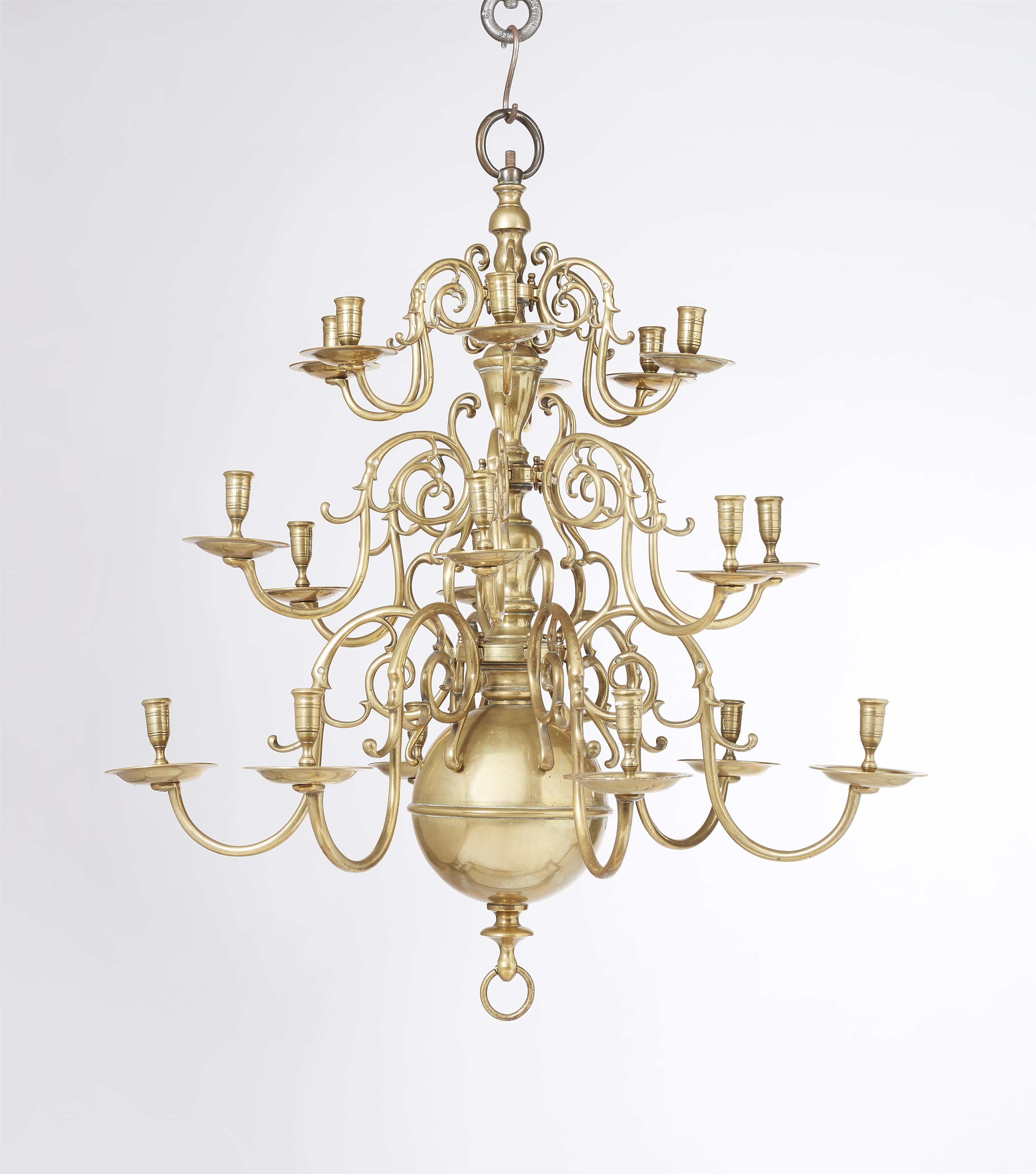 A Baroque brass chandelier - image-1