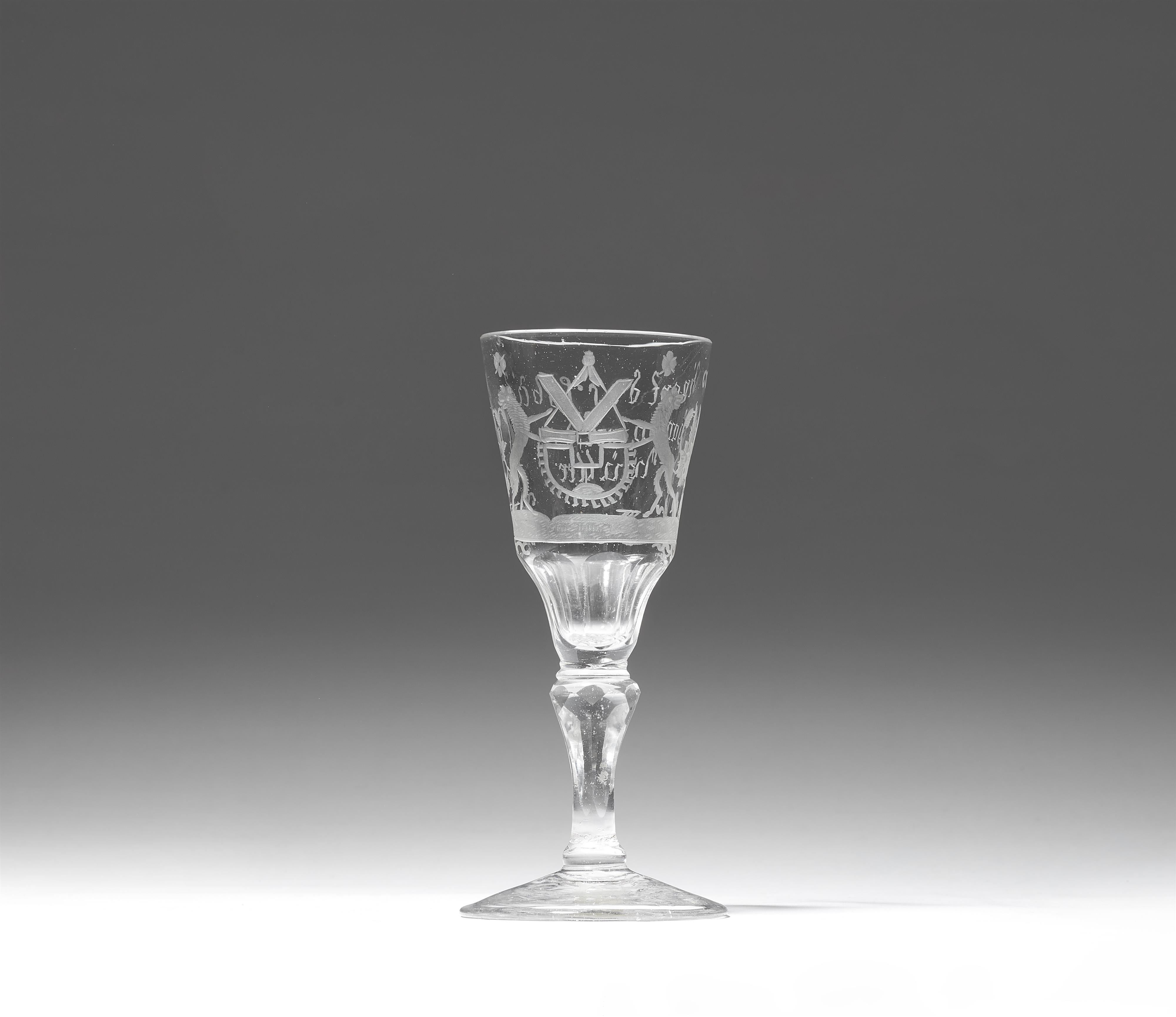 A small etched glass goblet for a miller's guild - image-1