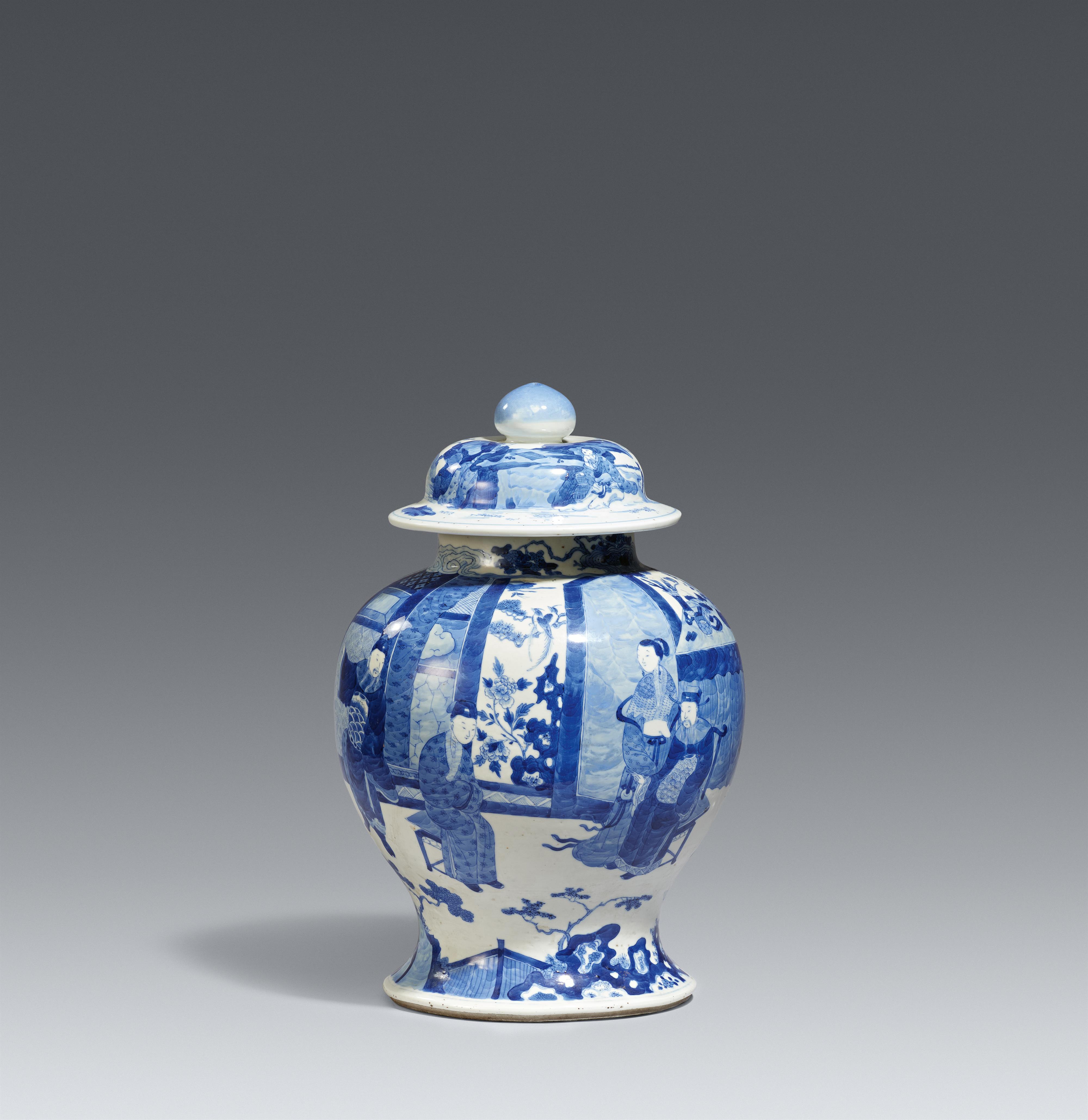 A blue and white lidded jar. Kangxi period (1662-1722) - image-1