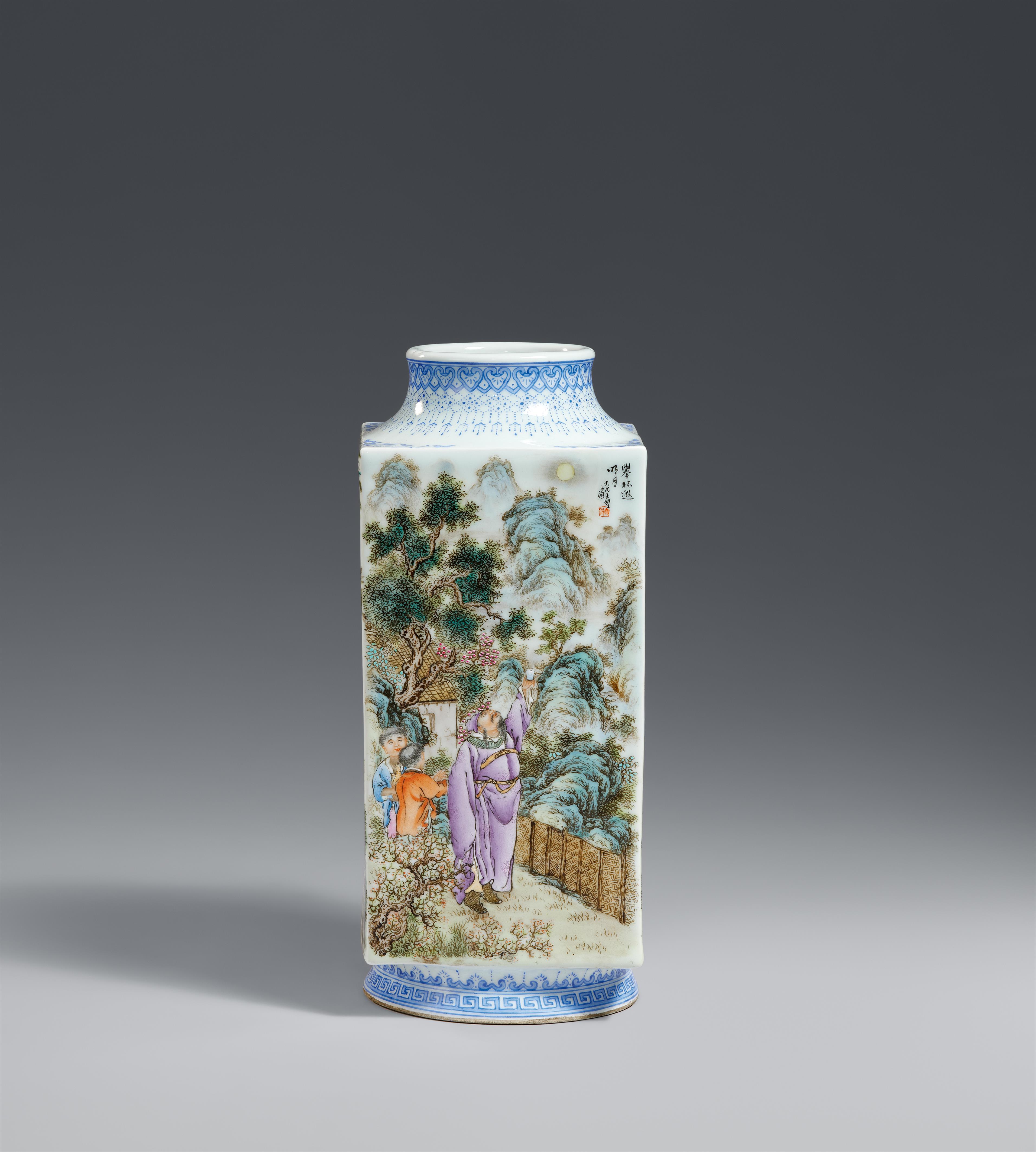 A cong-shaped famille rose vase. Republic (1912–1949) - image-1