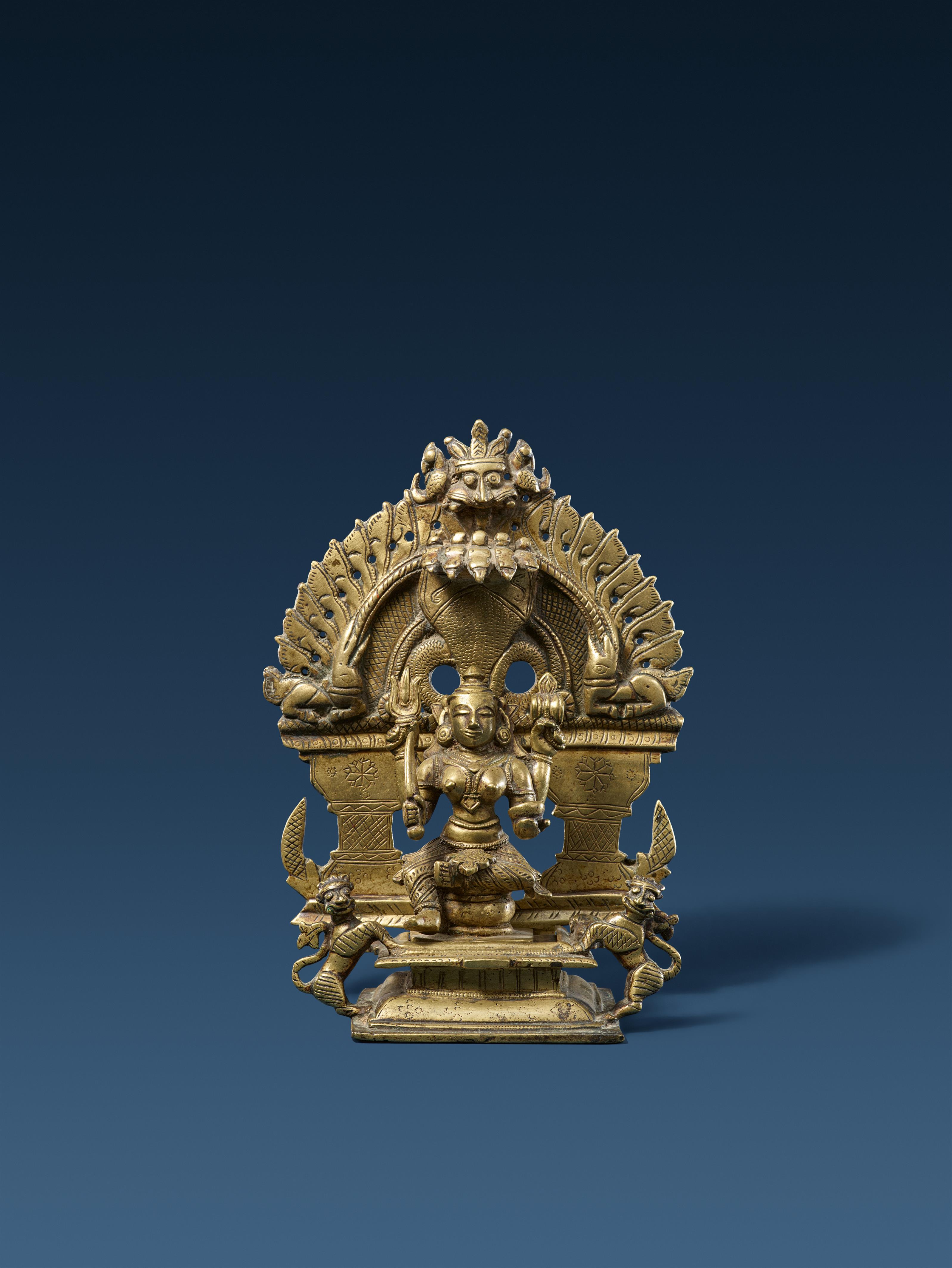 A Maharashtra copper alloy altar of Durga. Central India. Early 19th century - image-1