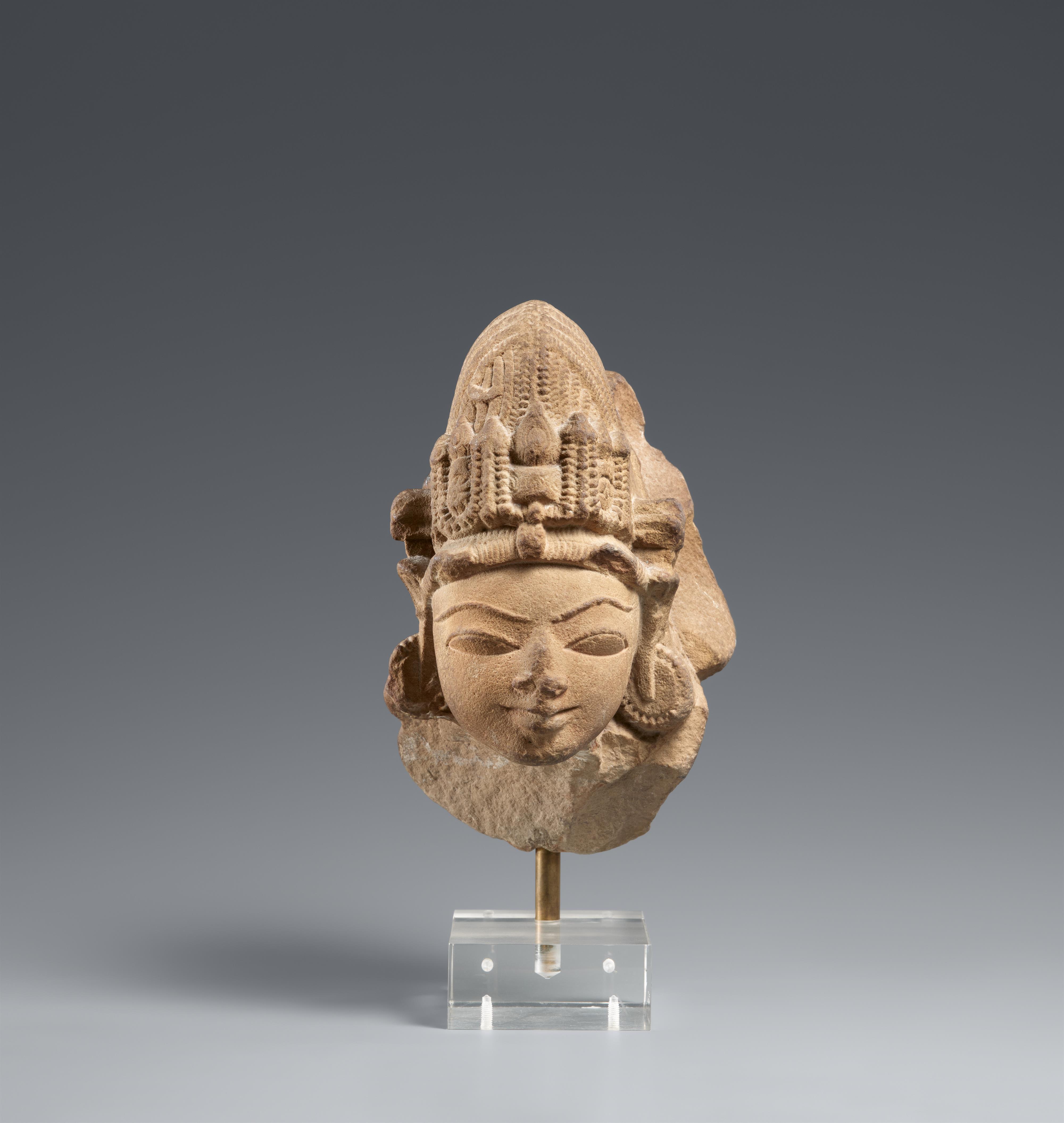 A Central Indian sandstone head of a male. 11th/12th century - image-1