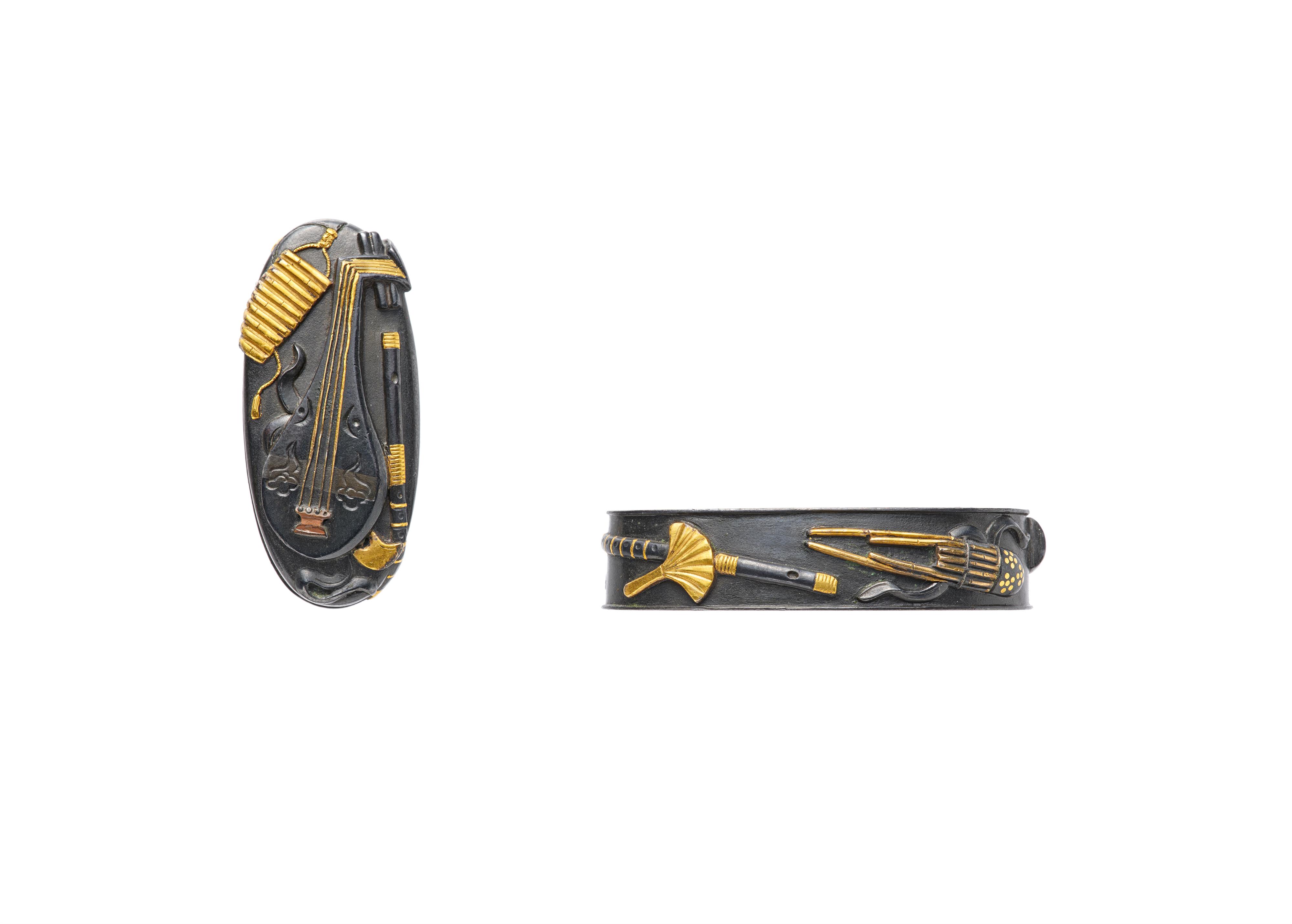 Fuchi-kashira. Shakudō. 19. Jh. - image-1