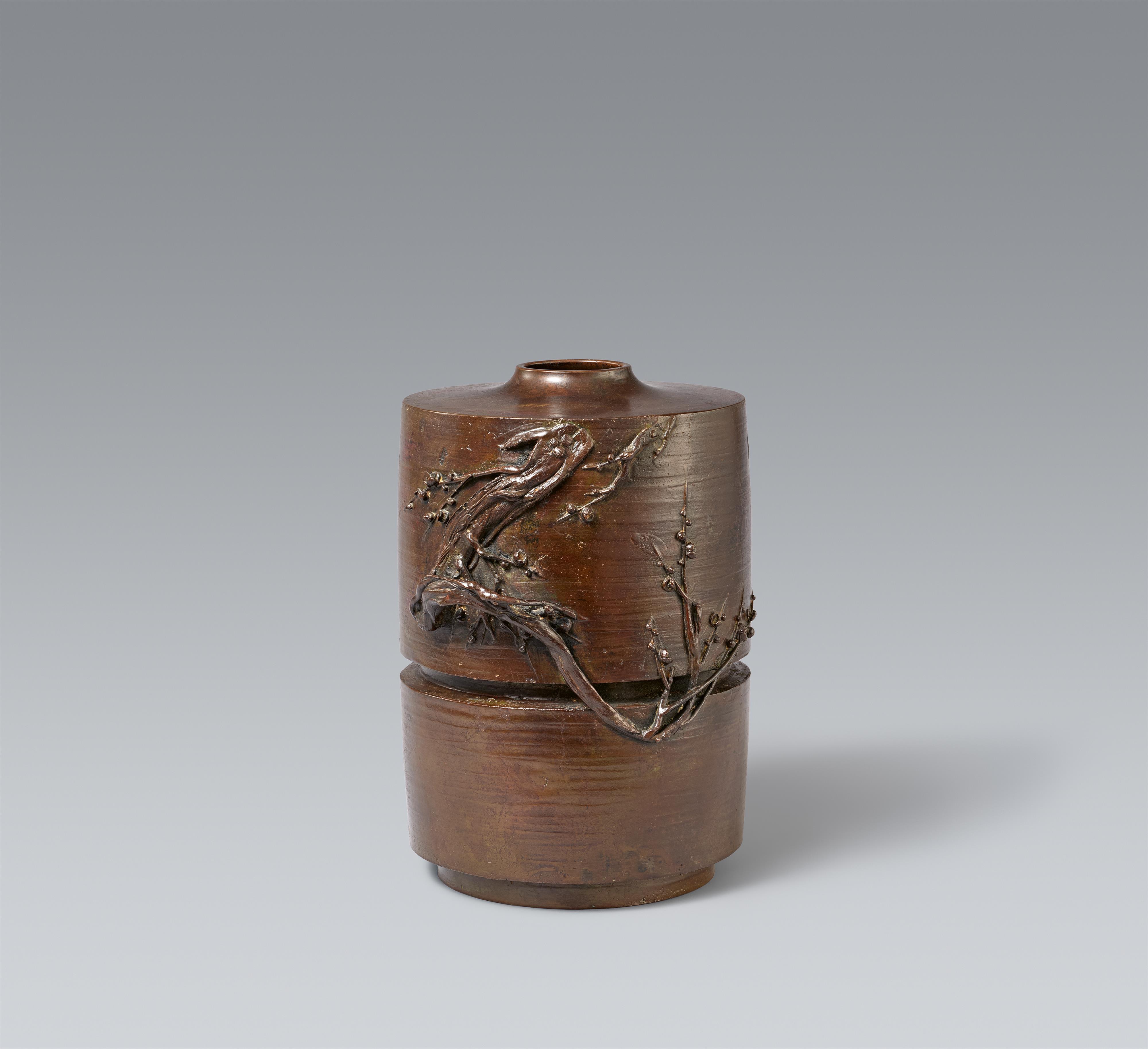 A large cylindrical bronze vase. Mid-20th century - image-1