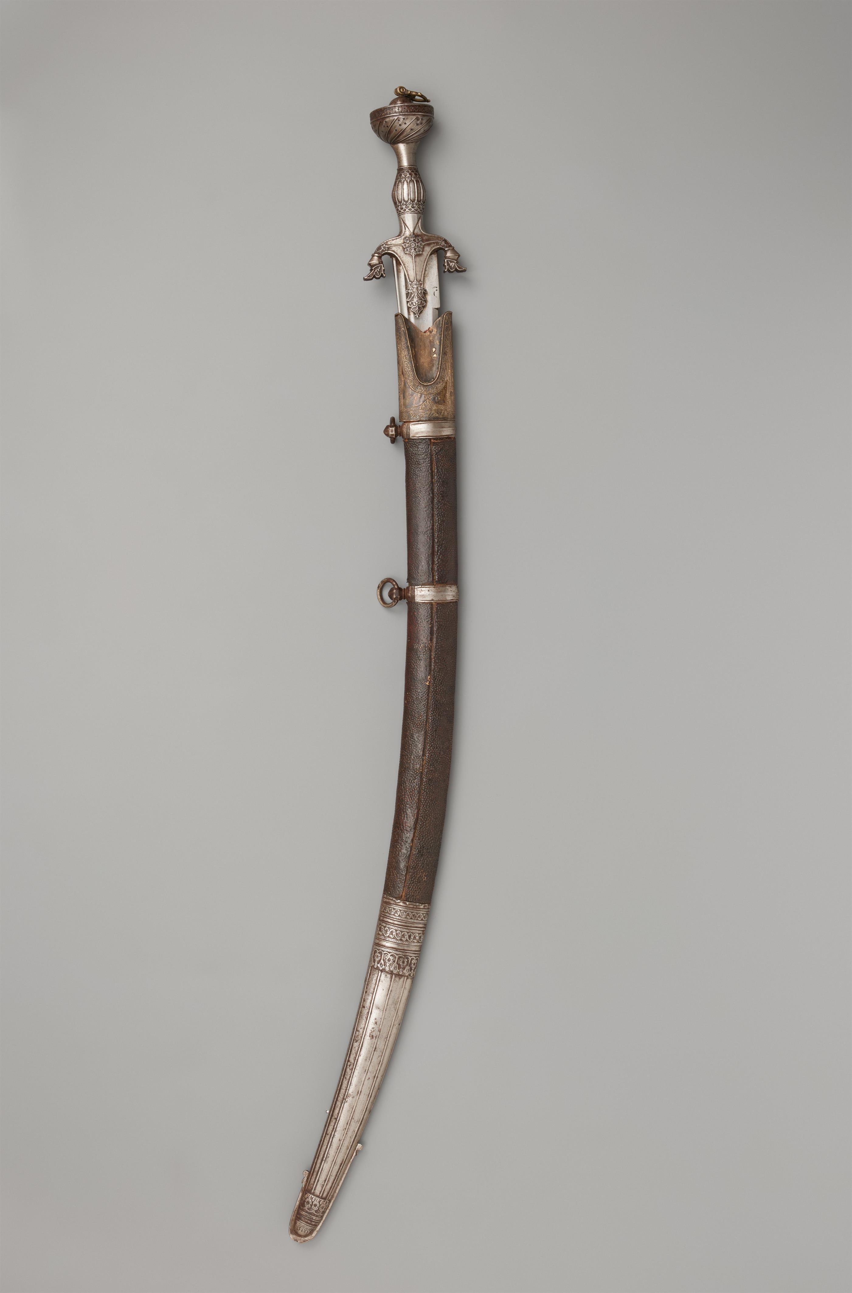 A pattern welded Afghan pulouar with scabbard. 19th century - image-2
