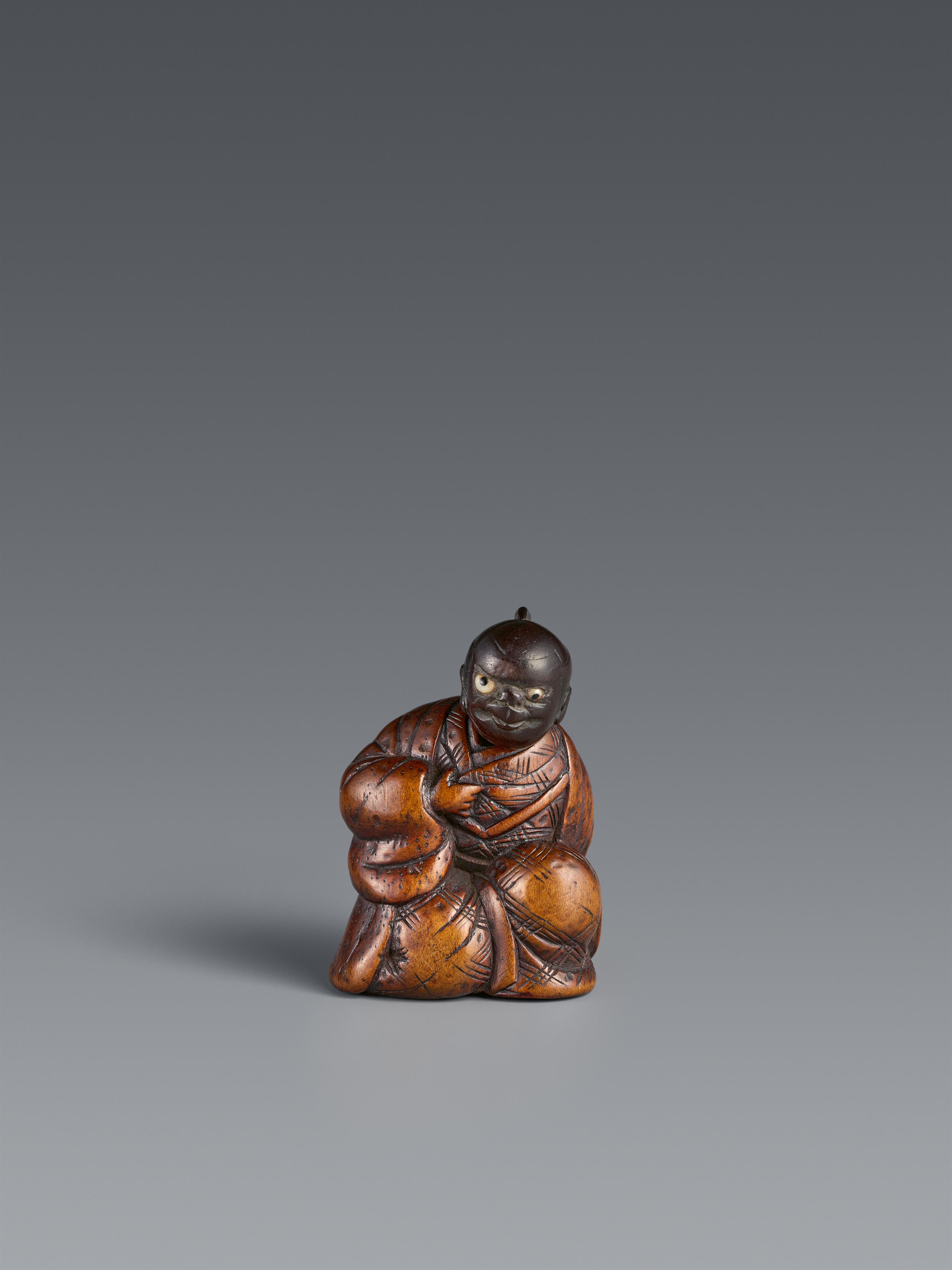 A boxwood netsuke of a nodder. 19th century - image-1