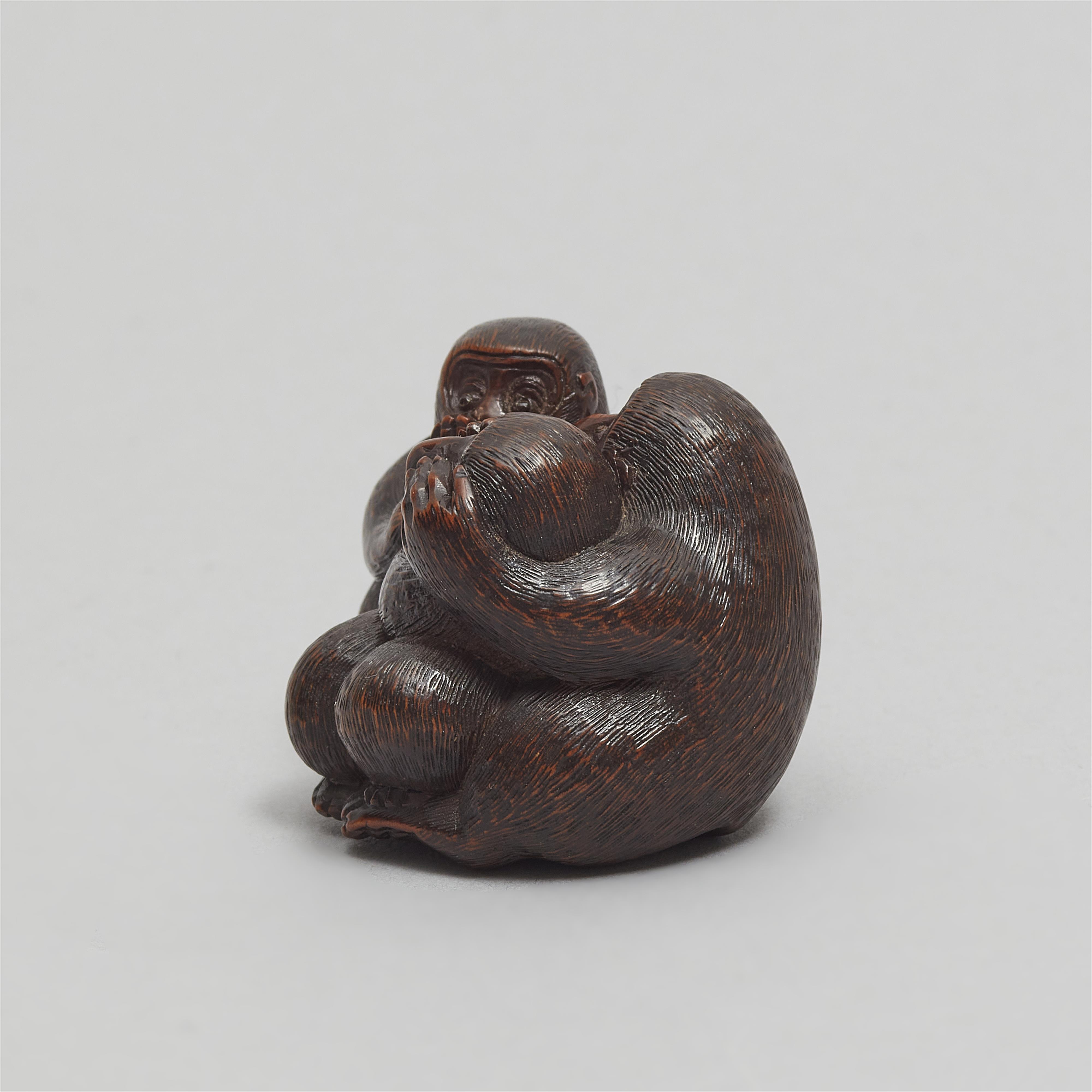 Netsuke der Drei Affen (sanbikisaru). Holz. 19. Jh. - image-4