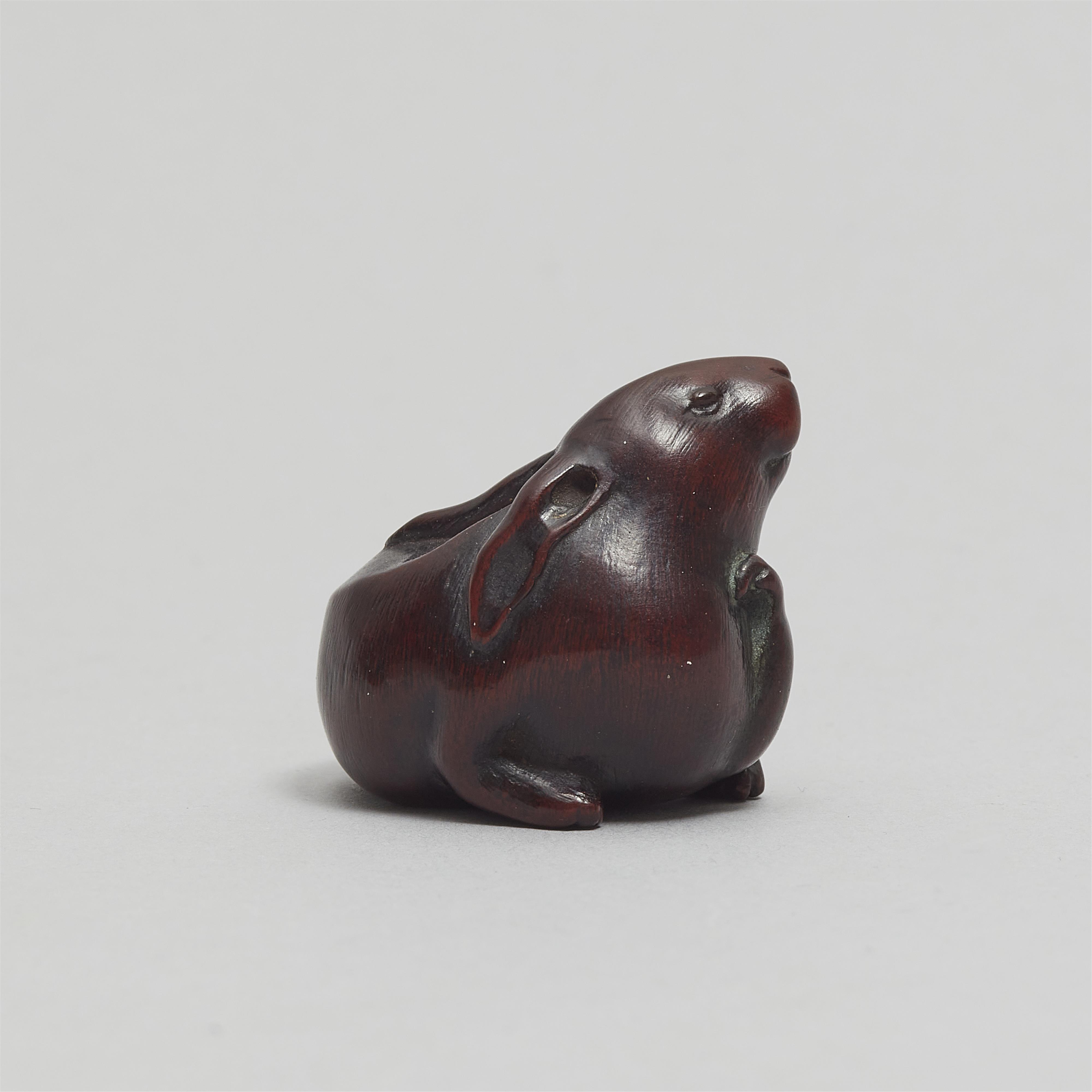 A wood netsuke of a chubby hare. 19th century - image-5