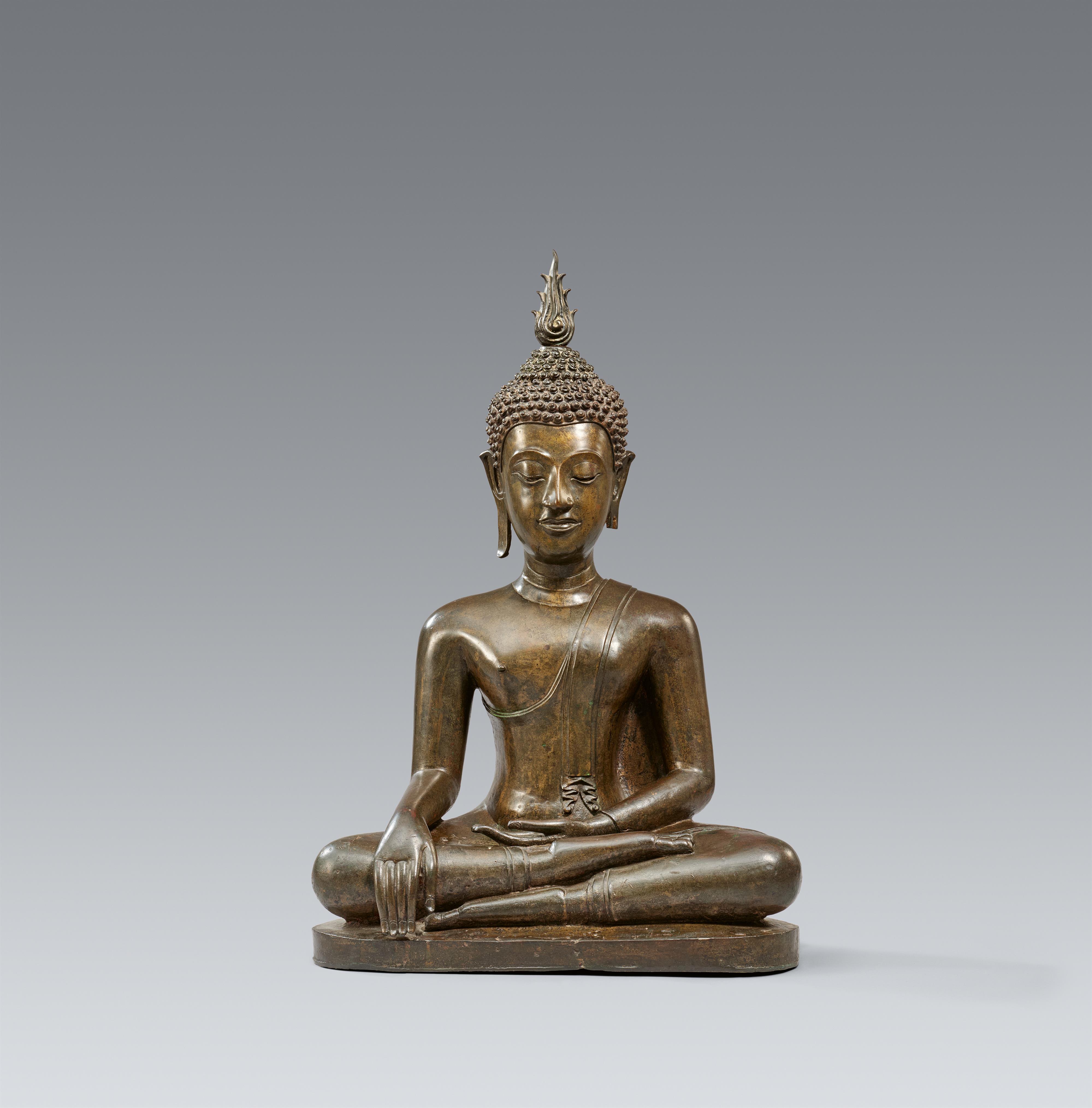 A Thai bronze figure of Buddha Maravijaya. 19th century or earlier - image-1