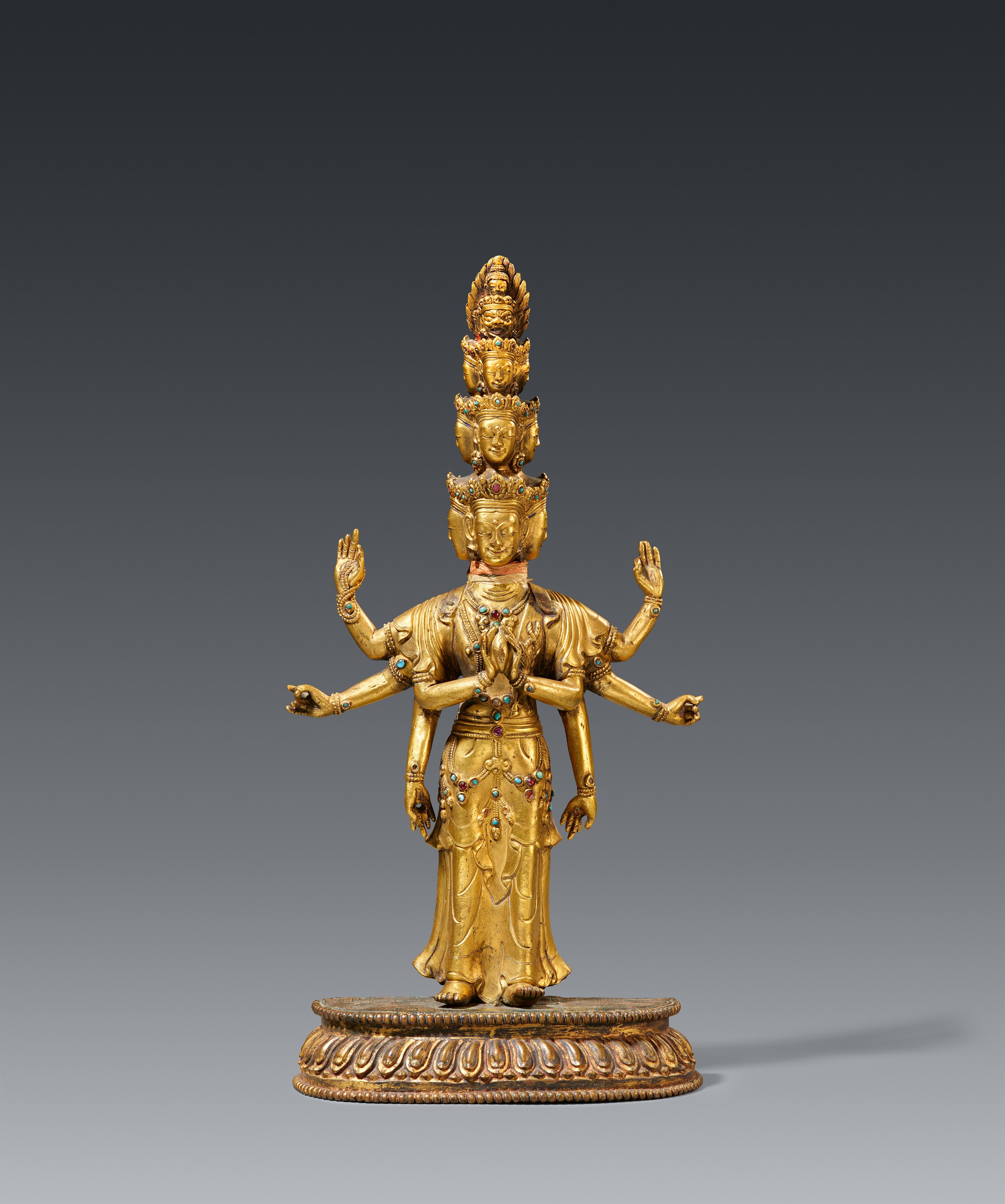 Avalokiteshvara. Feuervergoldete Bronze. Tibet, 18./19. Jh. - image-1