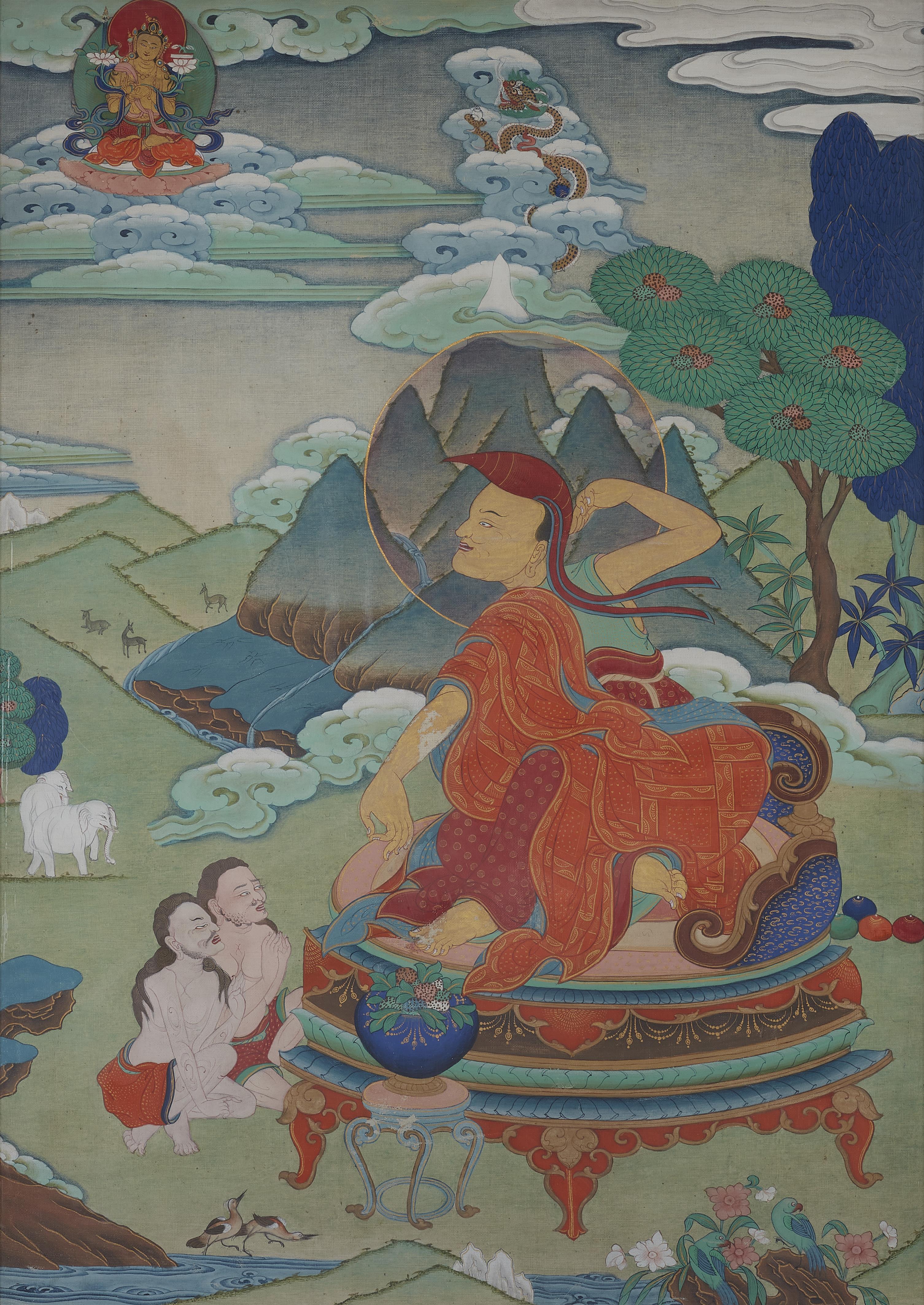 Five Tibetan thangka of Acaryas. Late 19th century - image-3