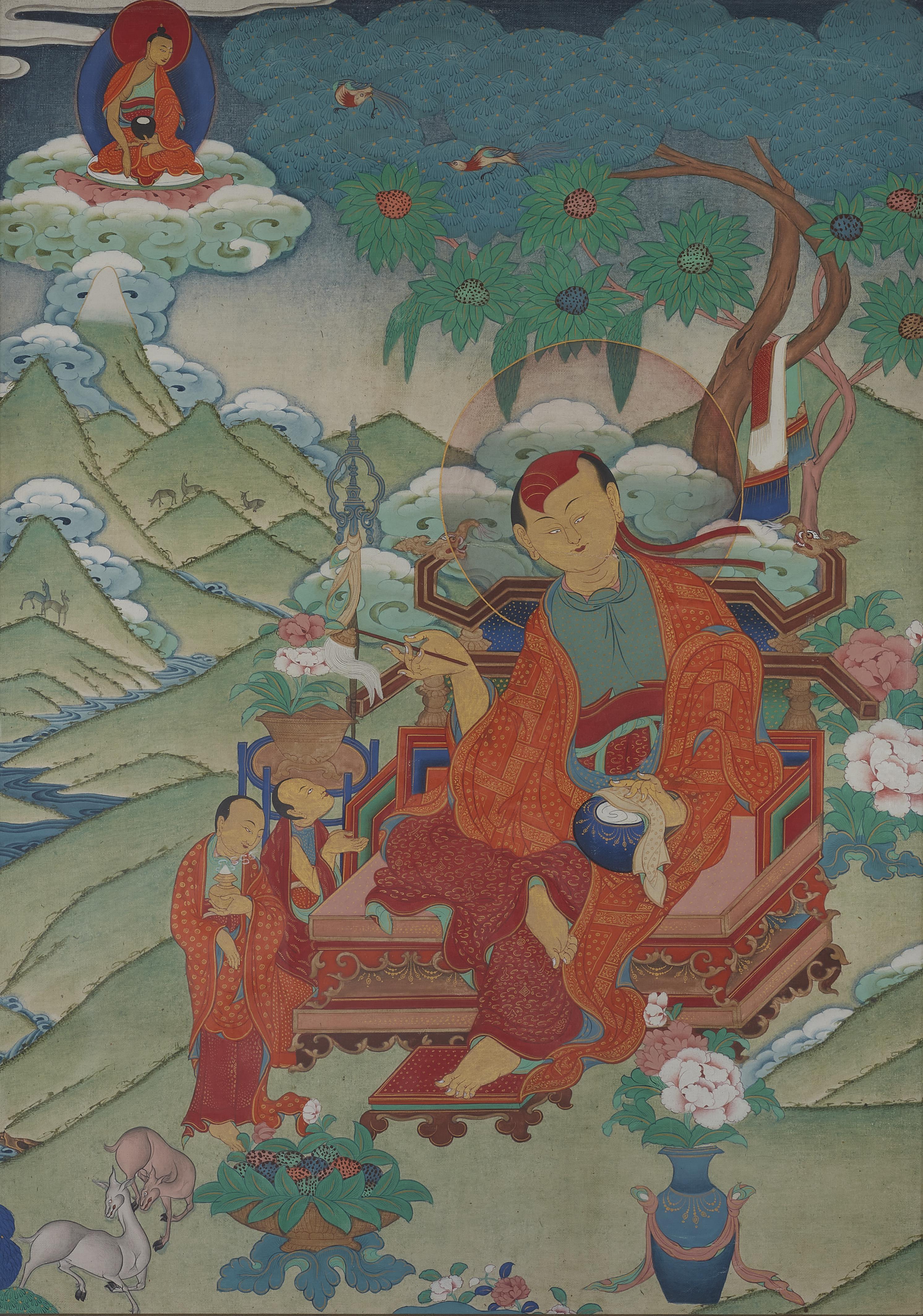 Five Tibetan thangka of Acaryas. Late 19th century - image-6