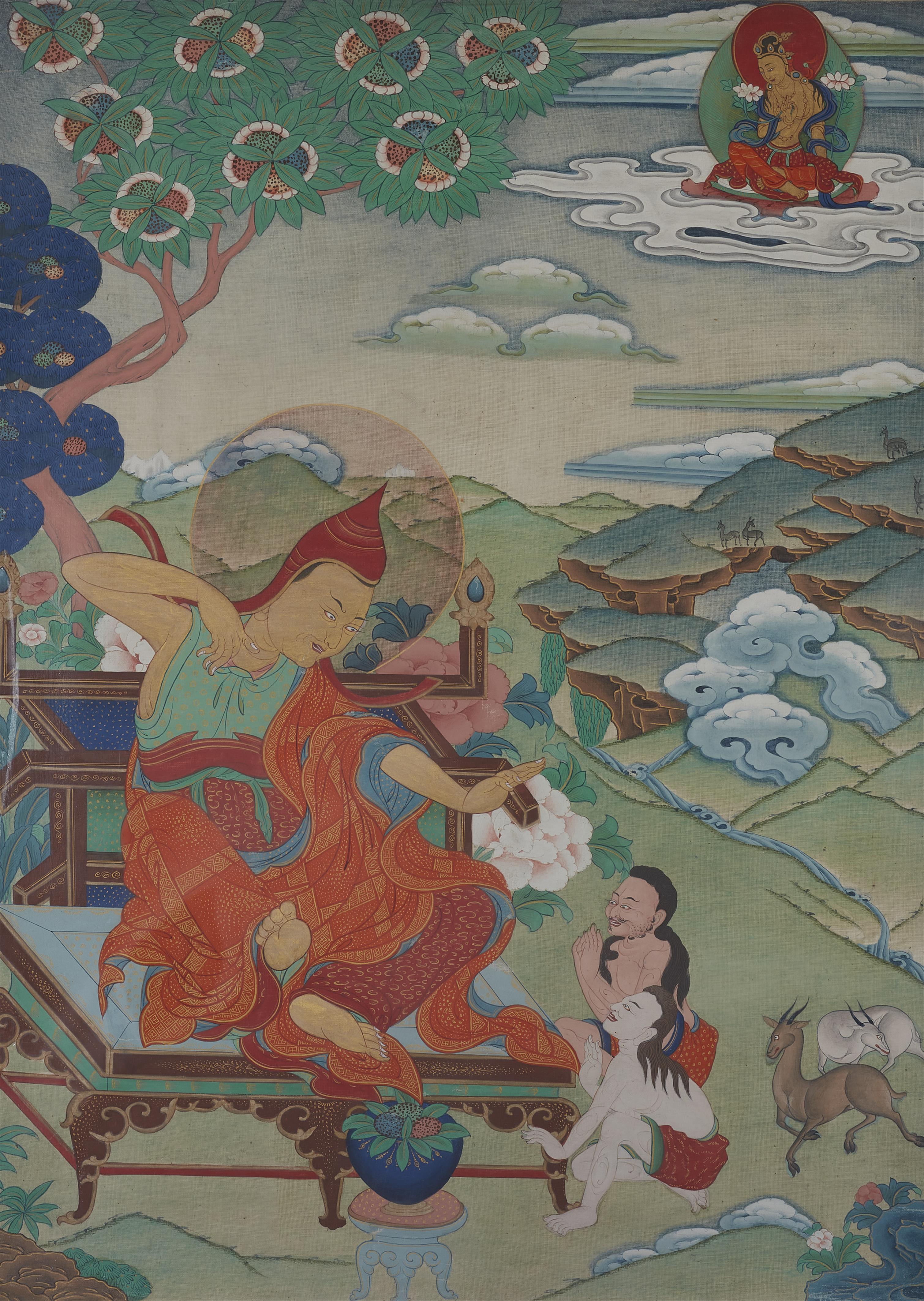 Five Tibetan thangka of Acaryas. Late 19th century - image-8