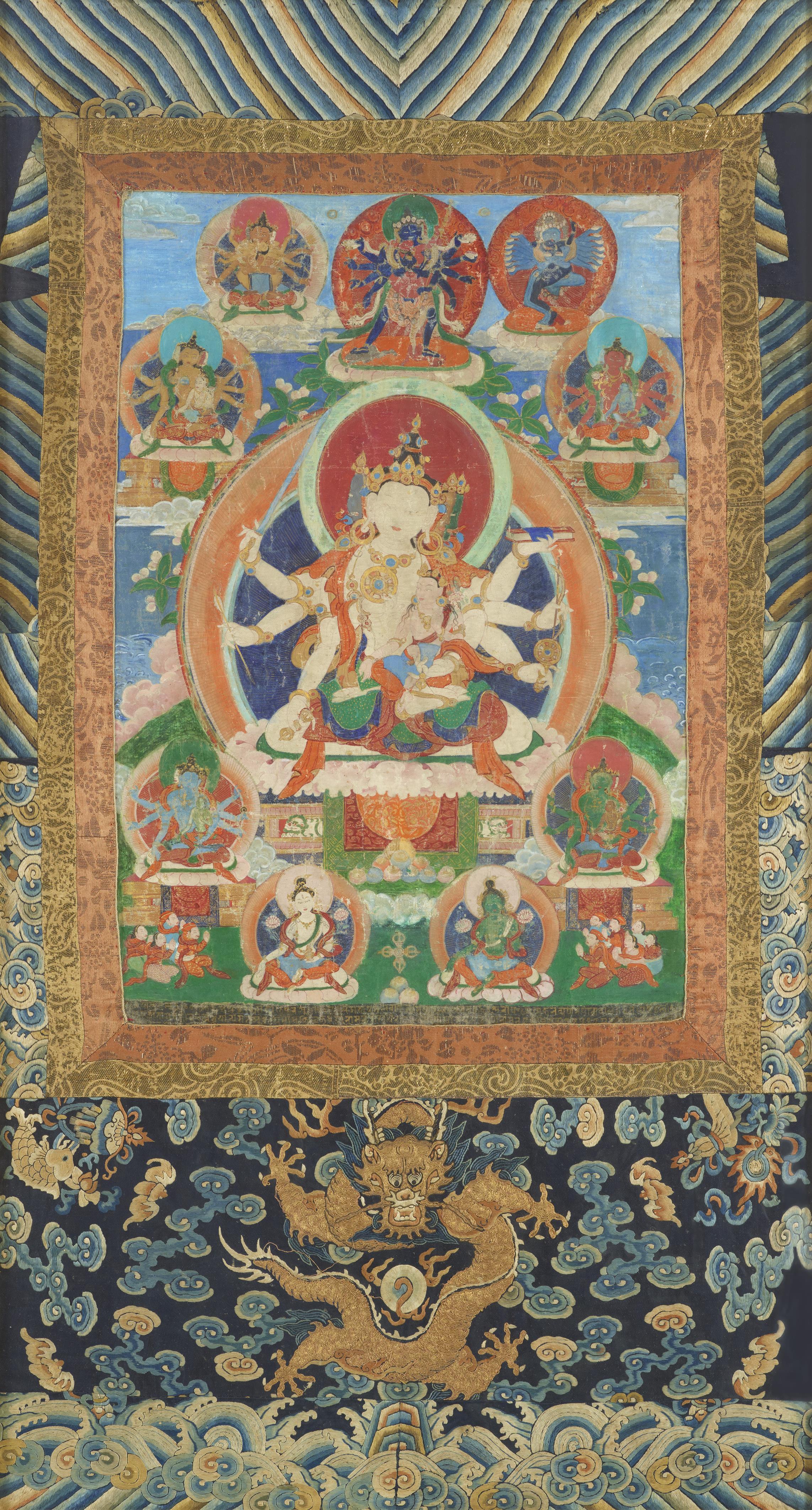 Thangka des Dharmadhatu Vagishvara Manjushri. Tibet, 18. Jh. - image-1