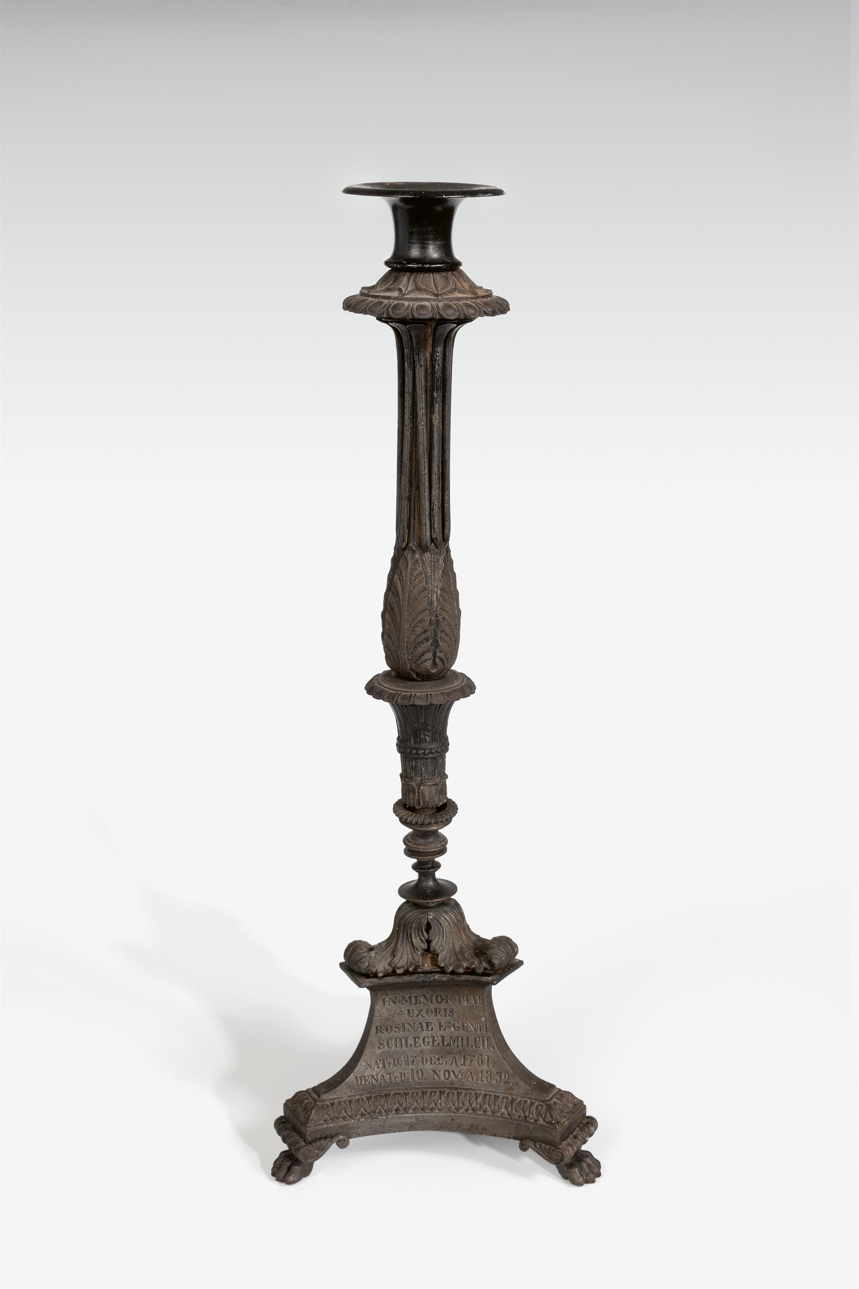 A Prussian cast iron candlestick commemorating Rosina Schlegelmilch - image-1