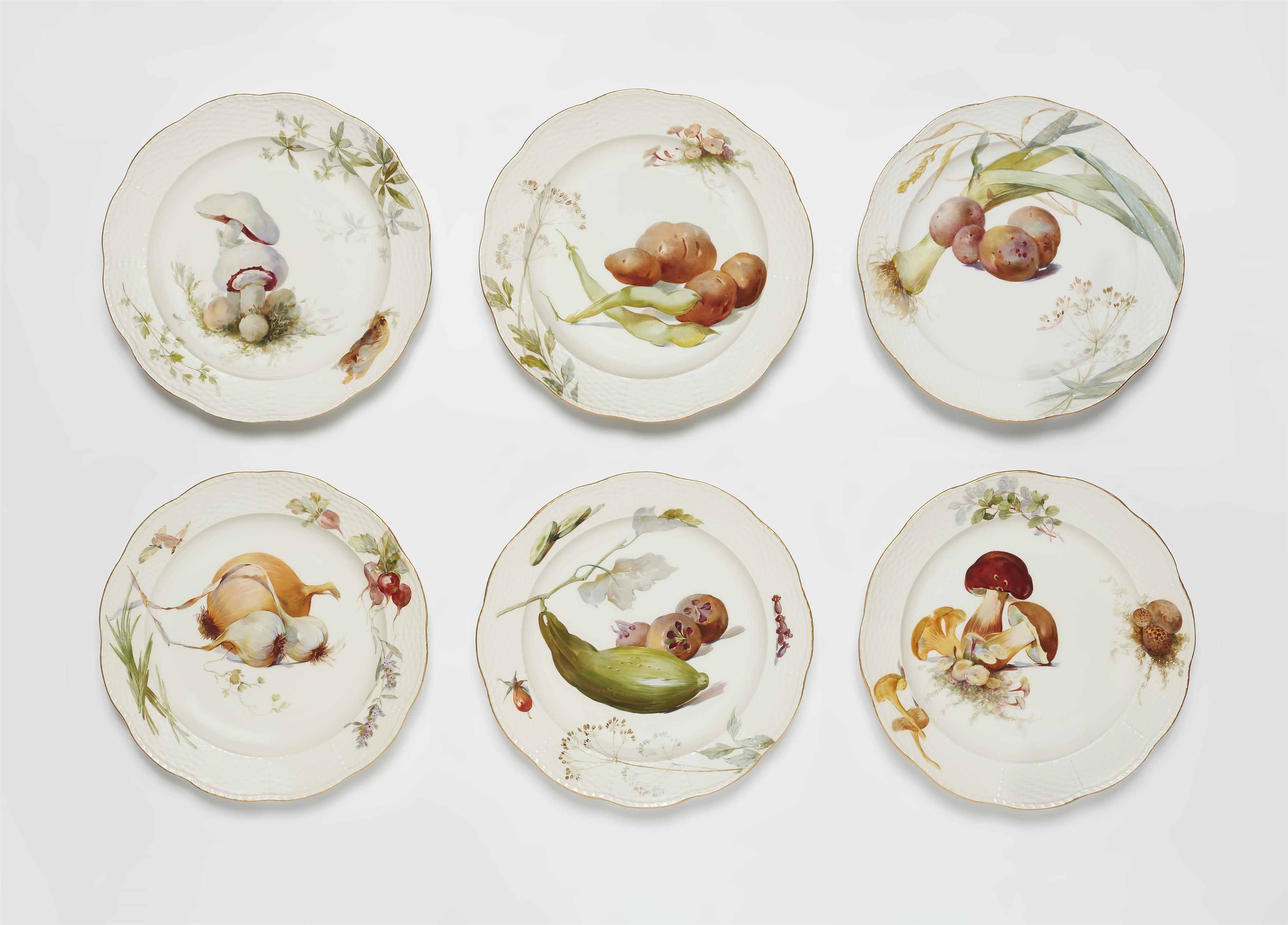 Six Berlin KPM porcelain plates from a dinner service with vegetable motifs in "weichmalerei" - image-1