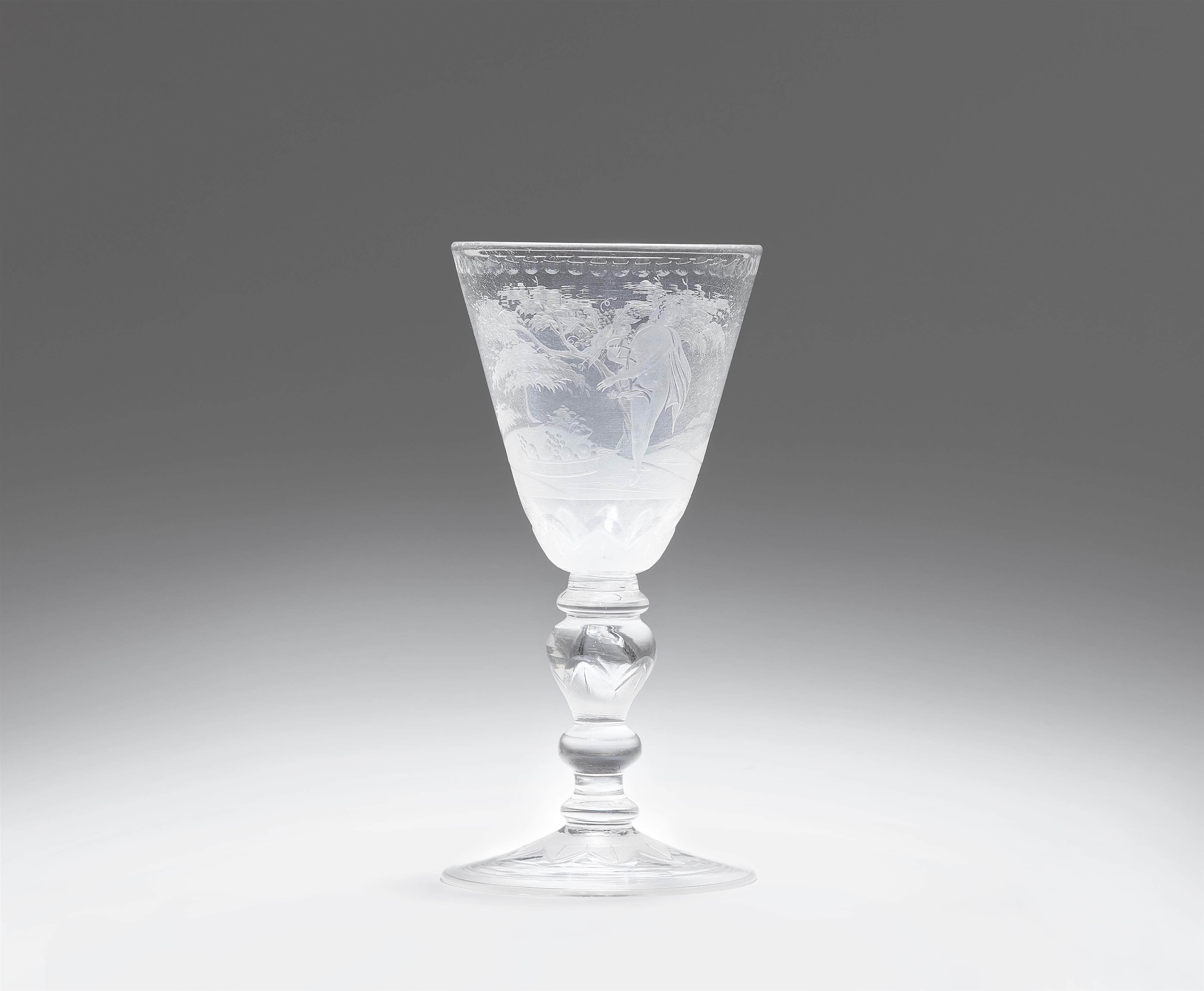 A cut and wheel engraved glass goblet with Ceres - image-1