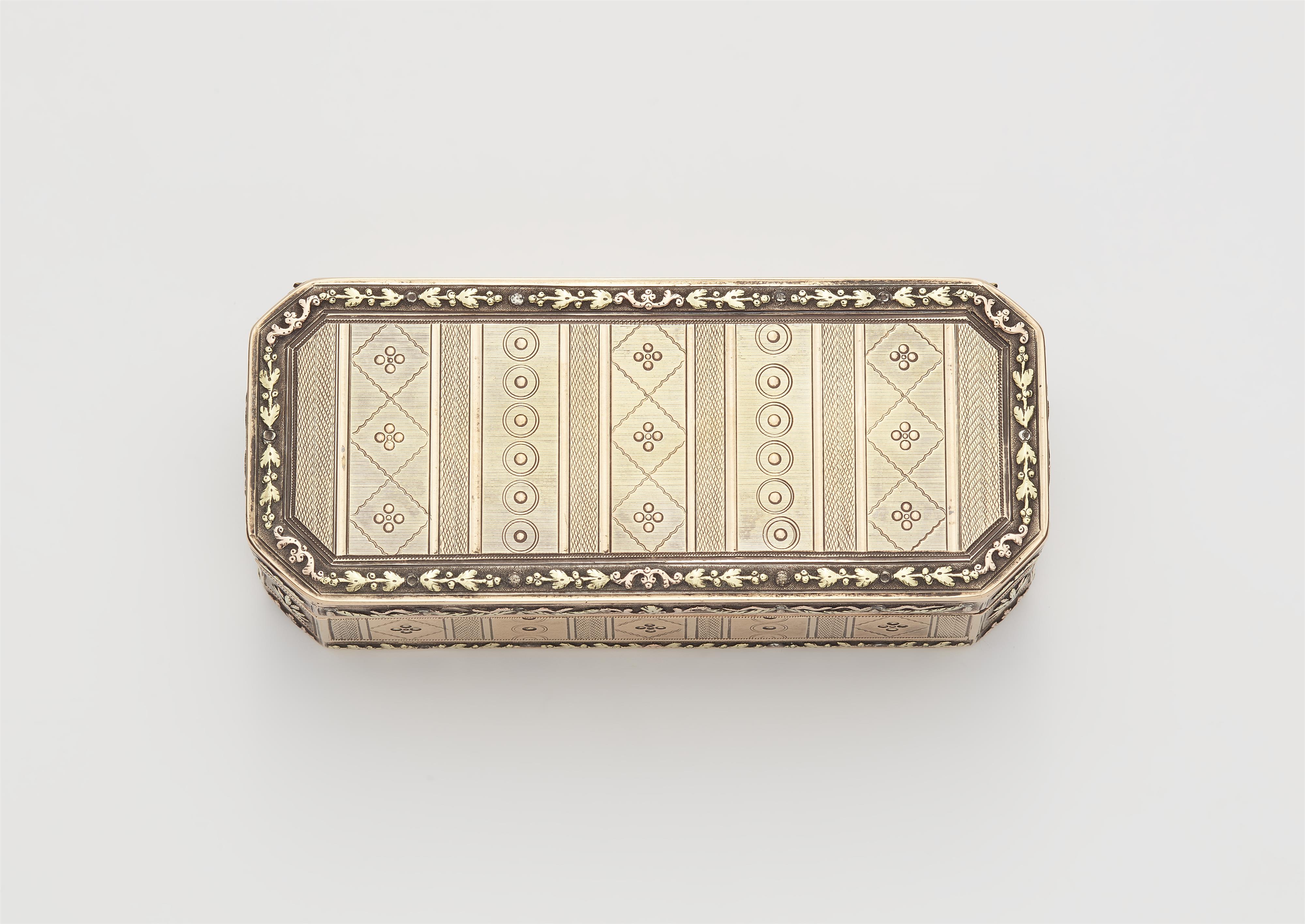 A Swiss 14k three colour gold and guilloché snuff box. - image-1