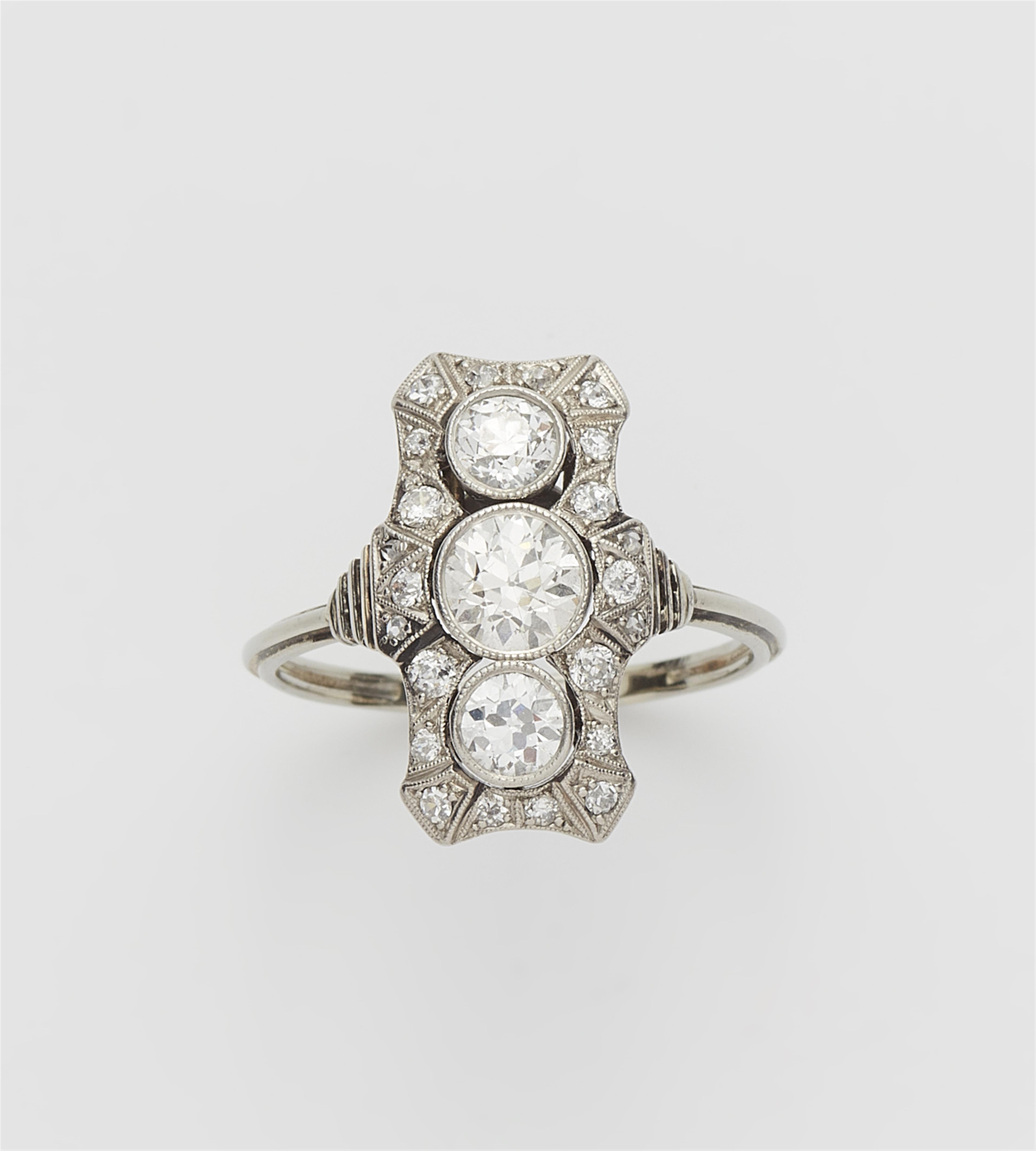 An Art Déco platinum 14k white gold and diamond ring. - image-1