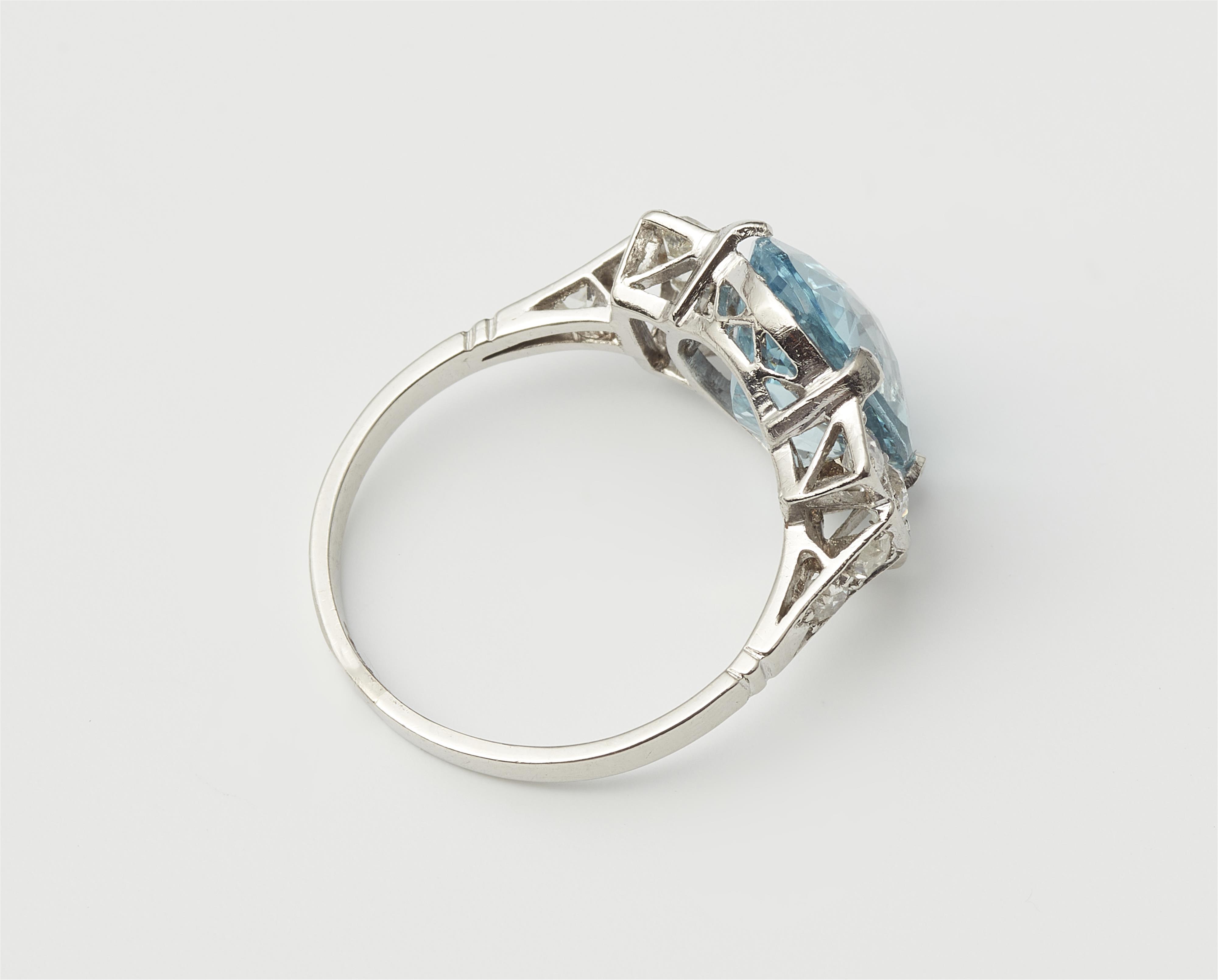 A platinum aquamarine and diamond Art Déco ring. - image-2