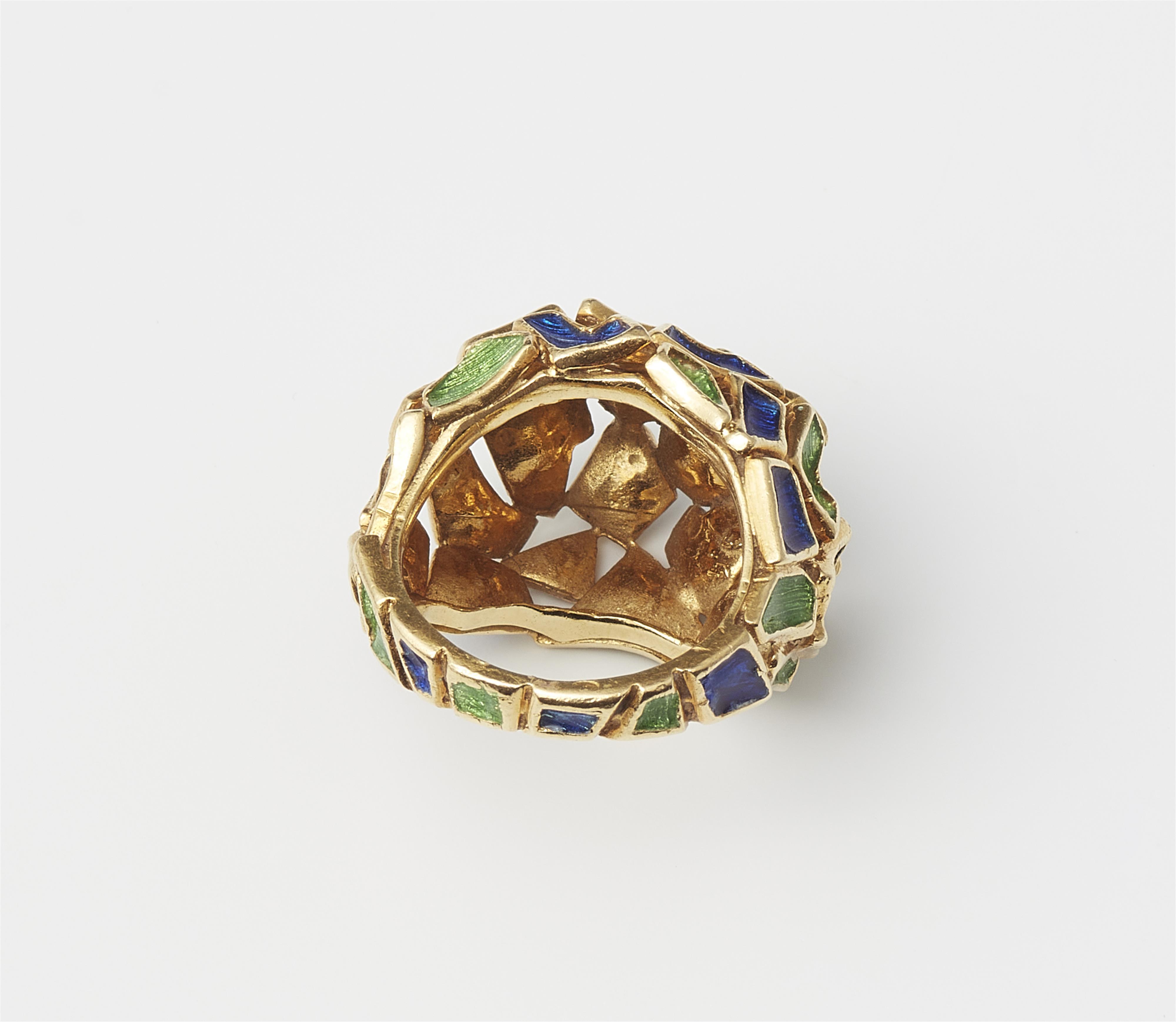 An American 18k gold and enamel bombé ring. - image-2