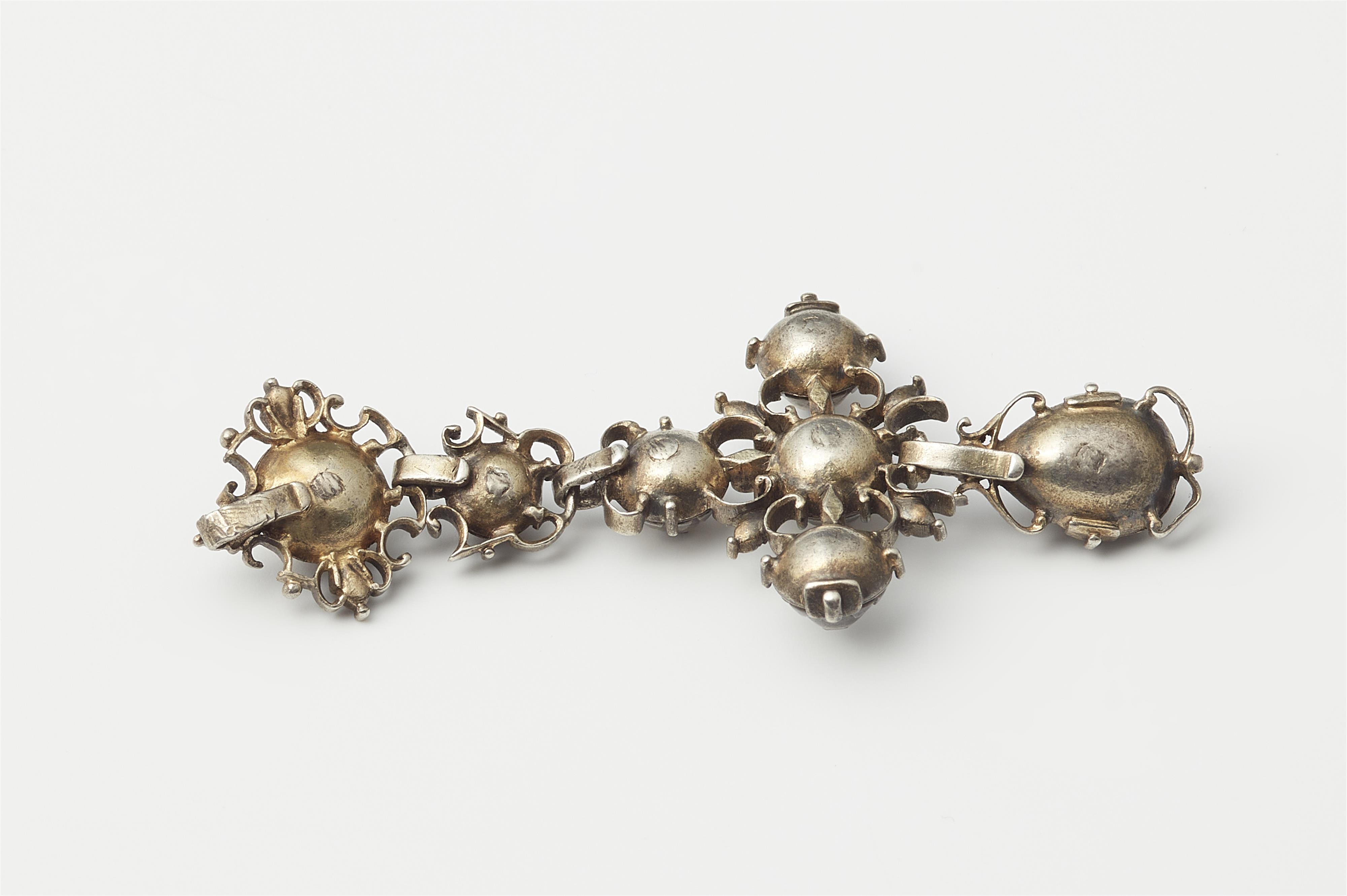 A Rococo silver gilded diamond multi part cross pendant. - image-2