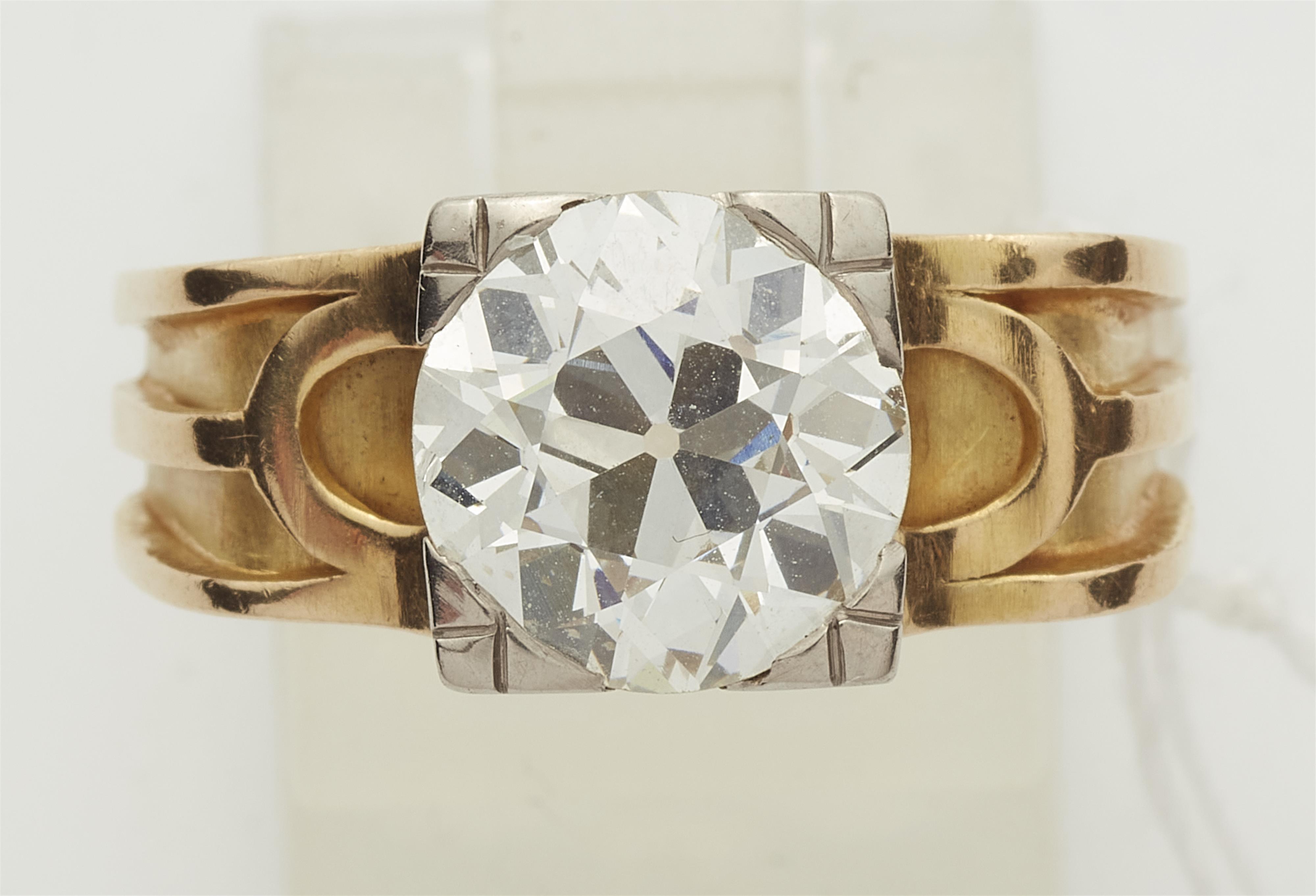 An 18k yellow gold and European old-cut diamond solitaire ring. - image-2
