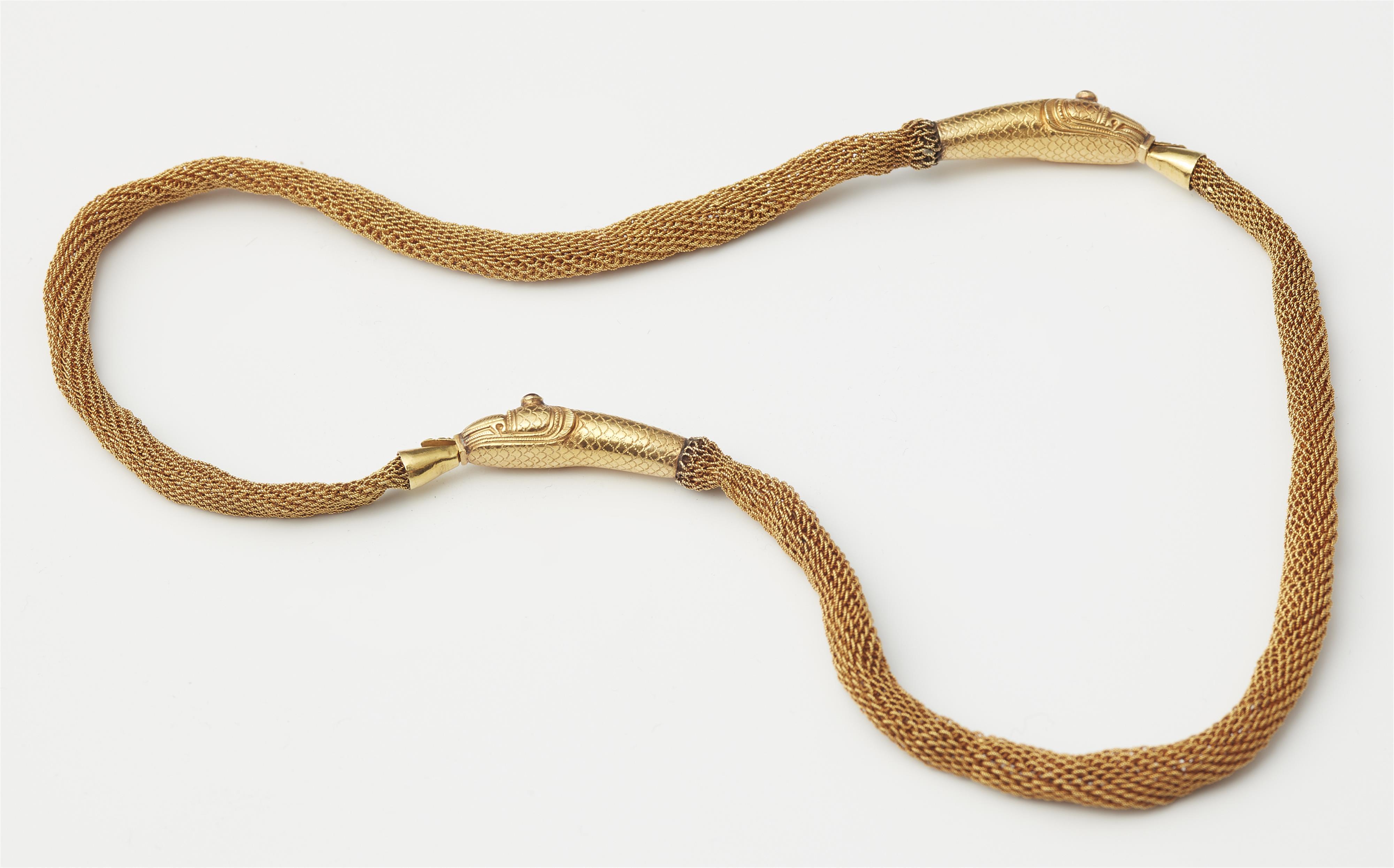 A Victorian pinchbeck meshwork tubogaz snake necklace. - image-2