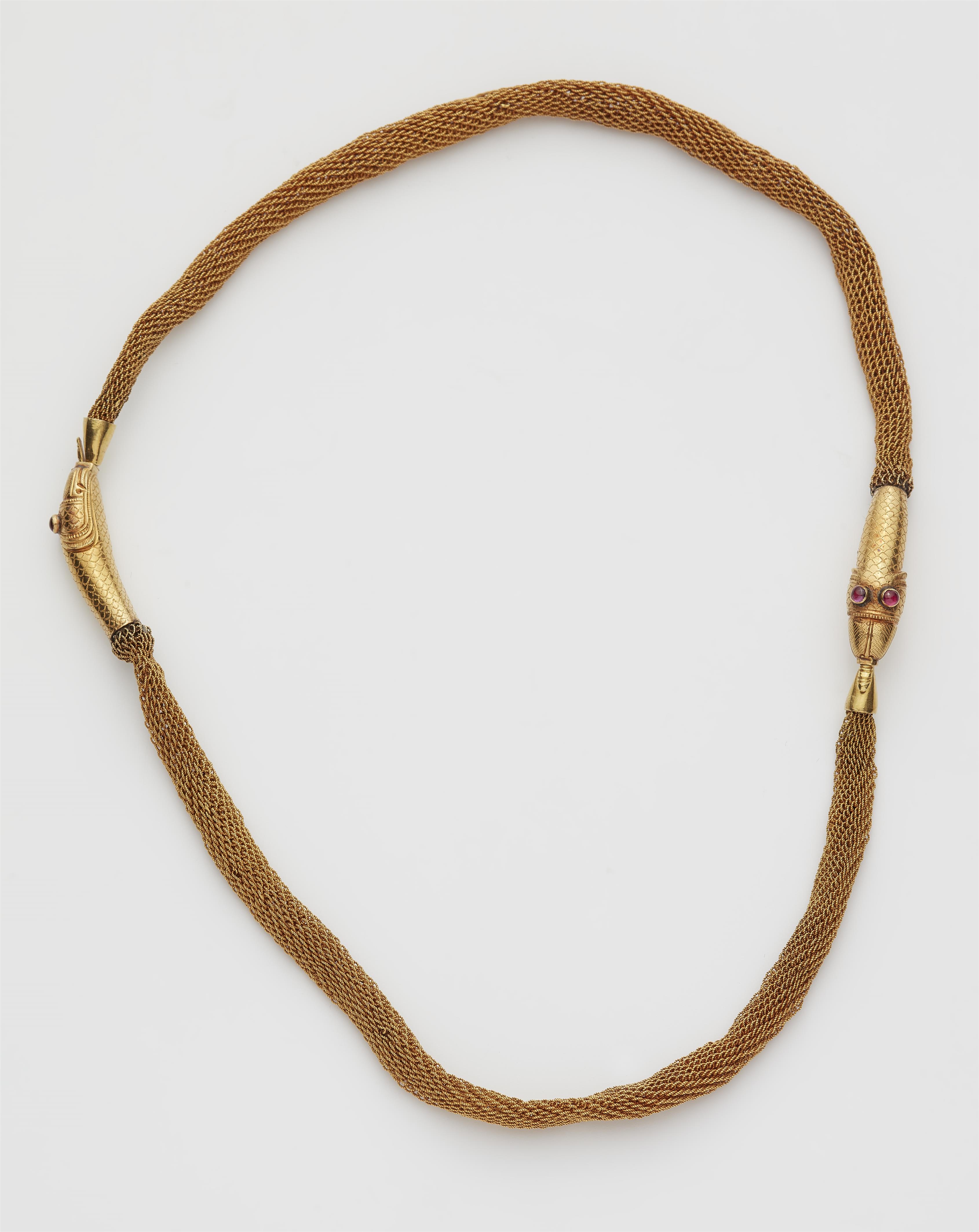 A Victorian pinchbeck meshwork tubogaz snake necklace. - image-1