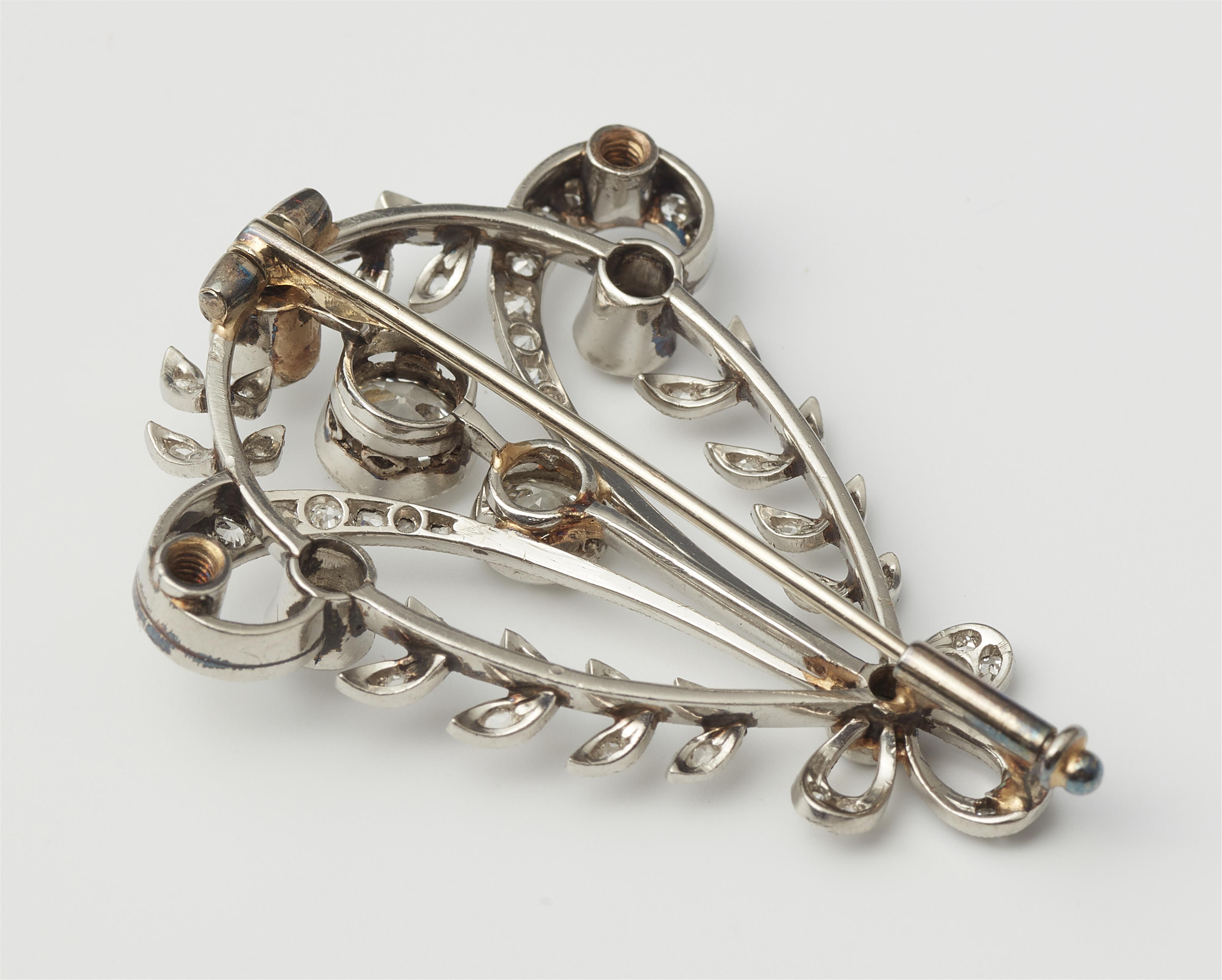 A Belle Epoque platinum 9k gold and diamond brooch. - image-2