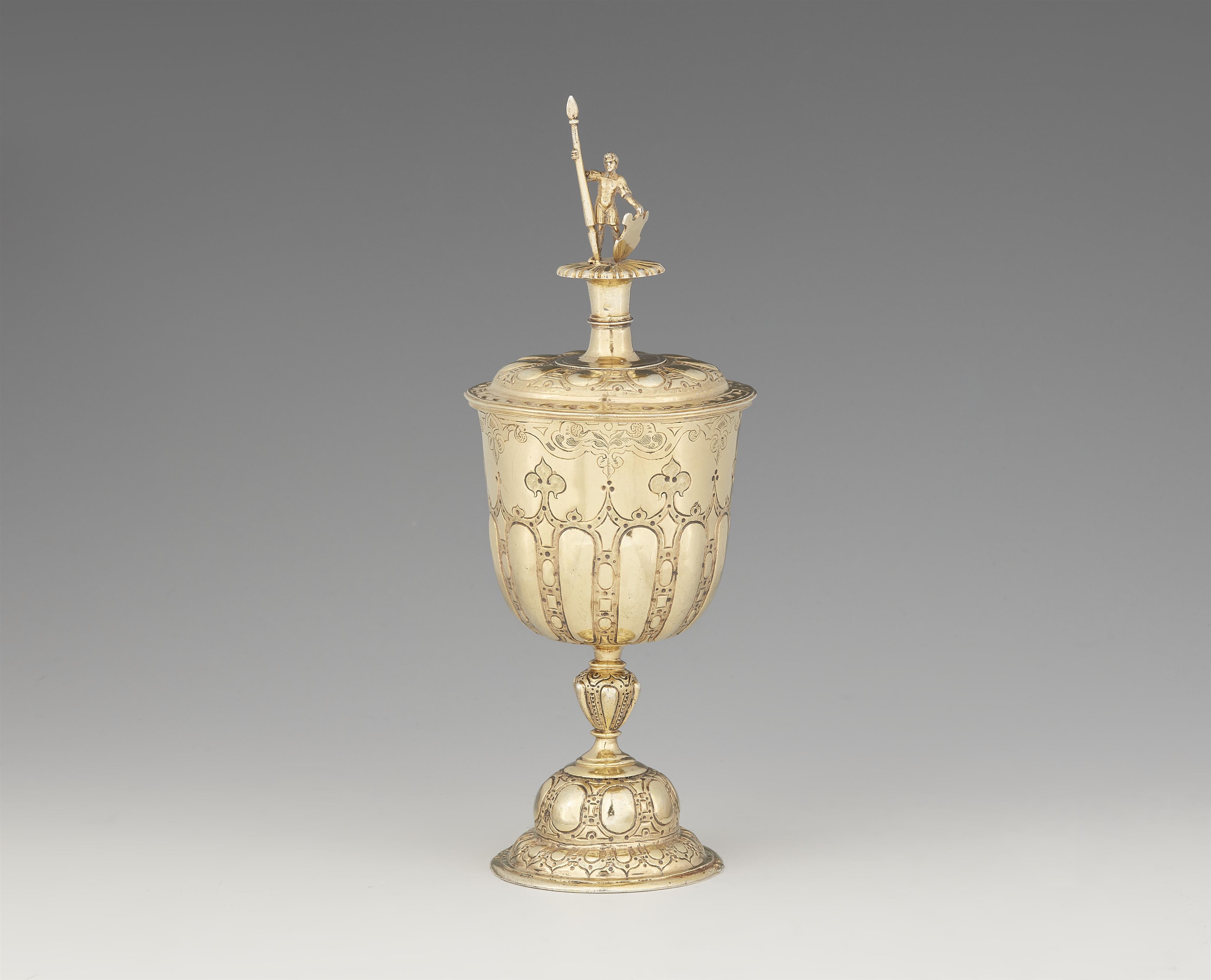 A small Renaissance silver gilt goblet and cover - image-1