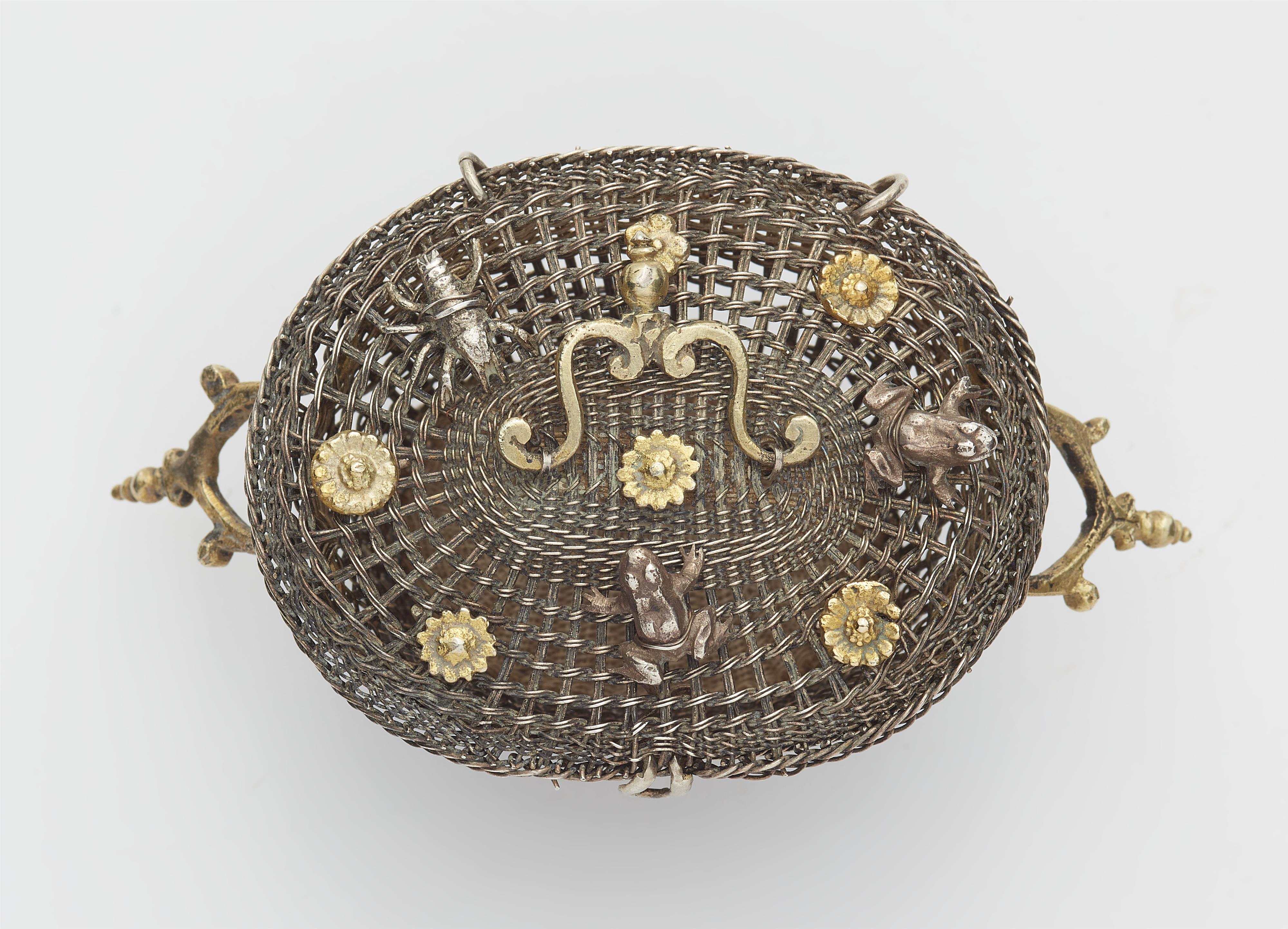 A parcel gilt Renaissance silver miniature basket - image-2